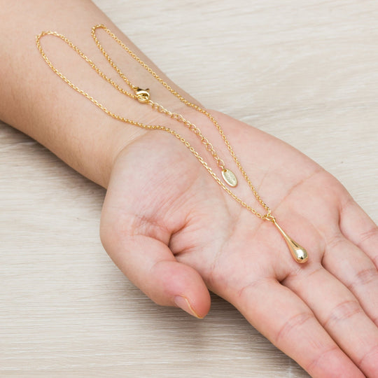 Gold Plated Teardrop Necklace - Philip Jones Jewellery