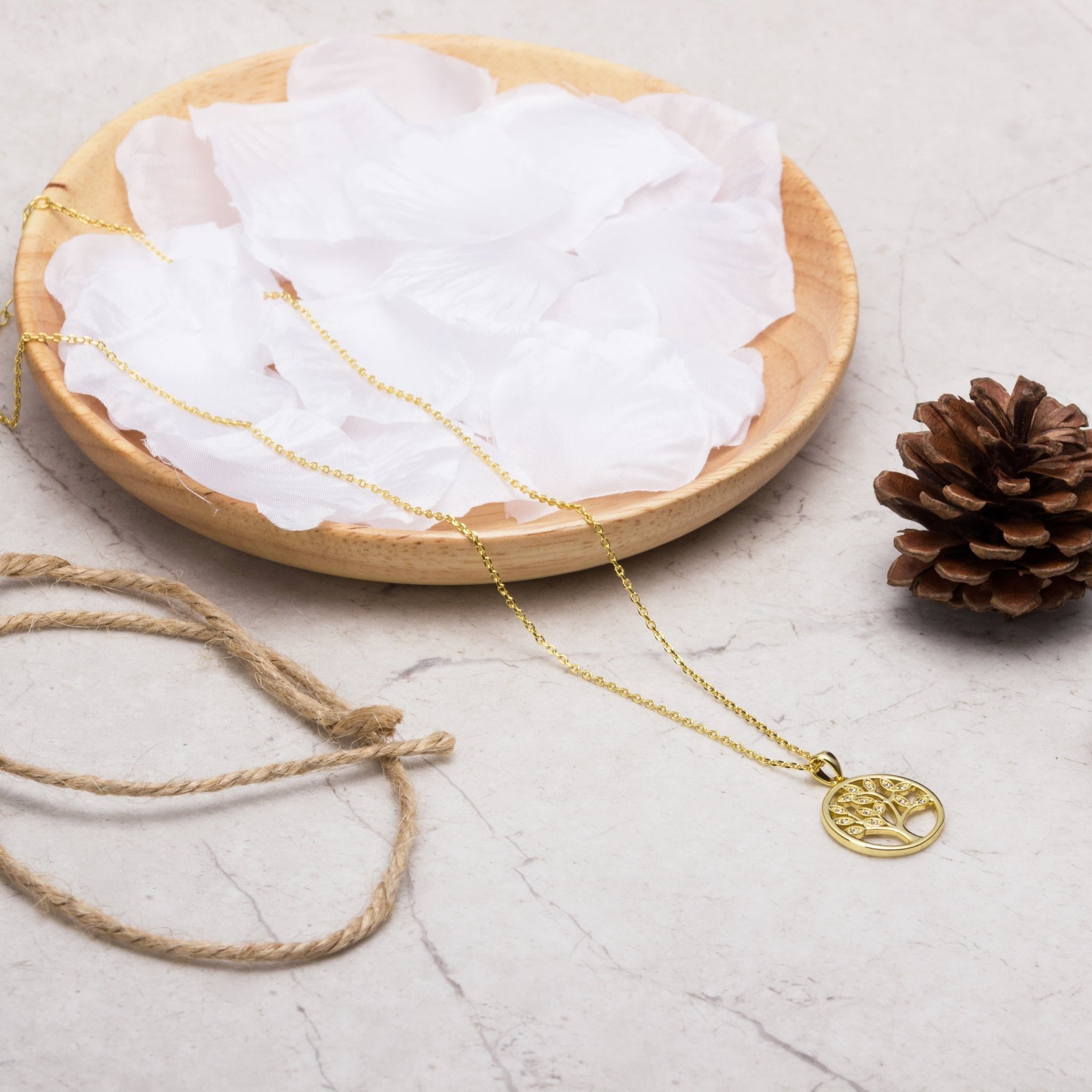 Gold Plated Tree of Life Necklace Created with Zircondia® Crystals - Philip Jones Jewellery