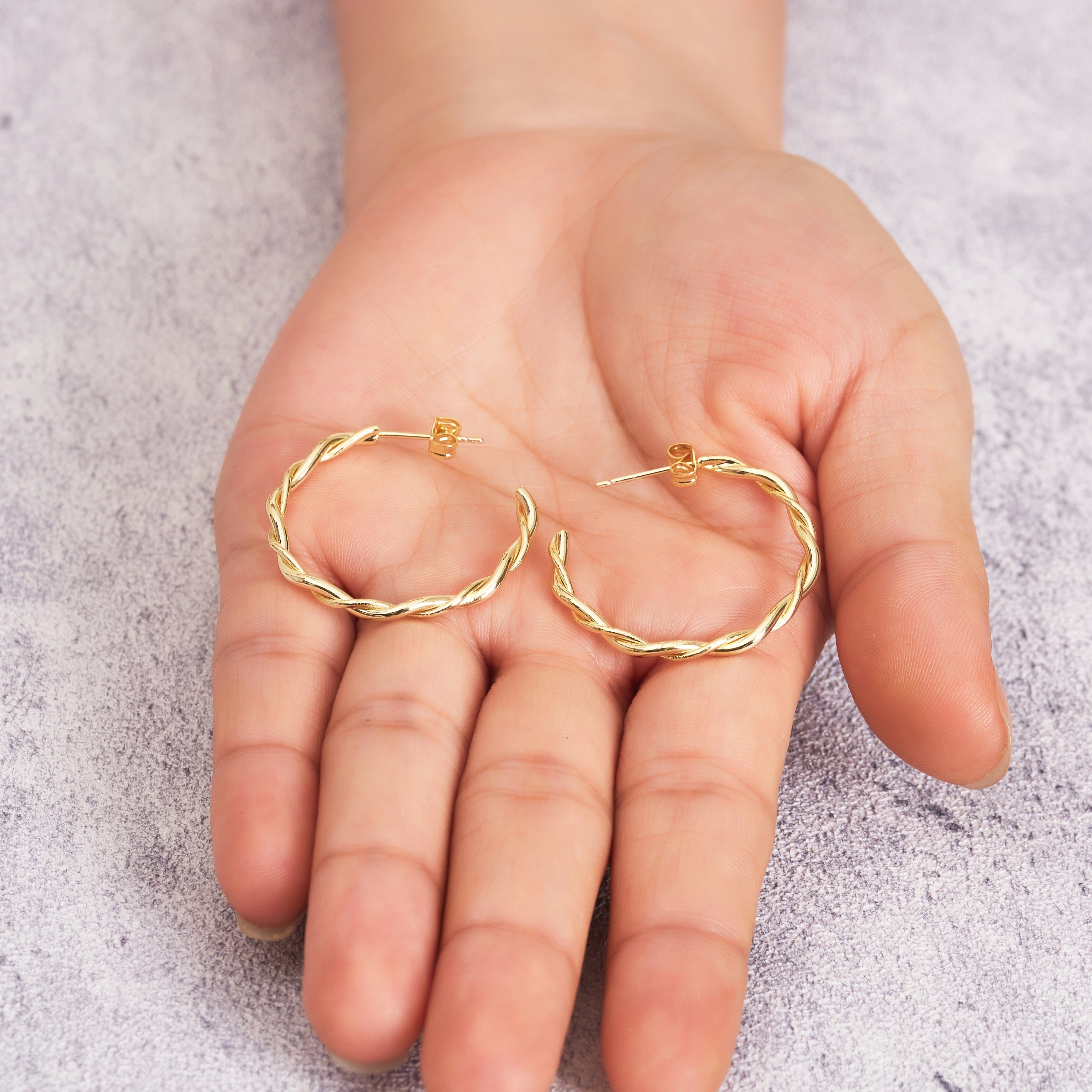 Gold Plated 30mm Twisted Hoop Earrings