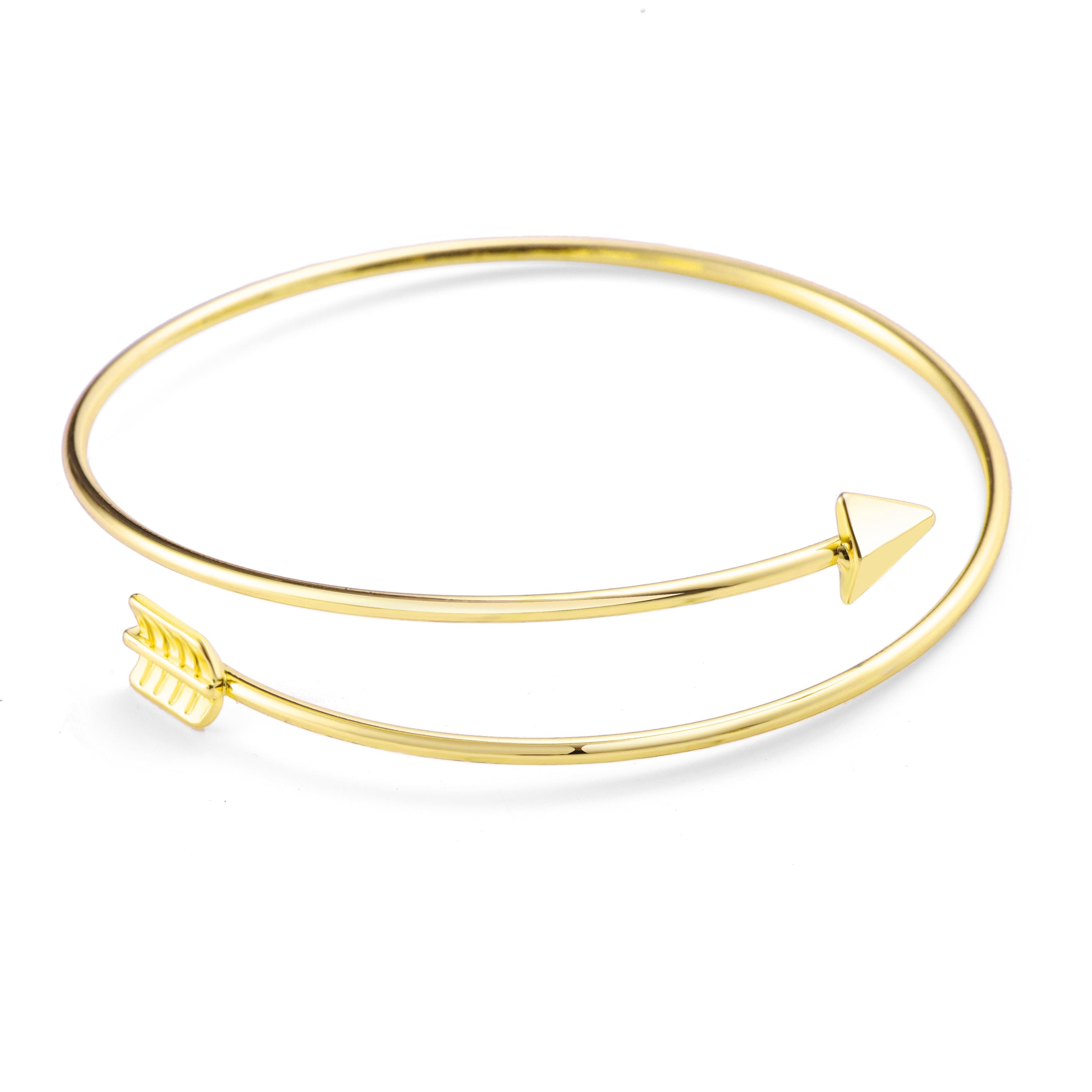Gold Plated Arrow Bangle by Philip Jones Jewellery