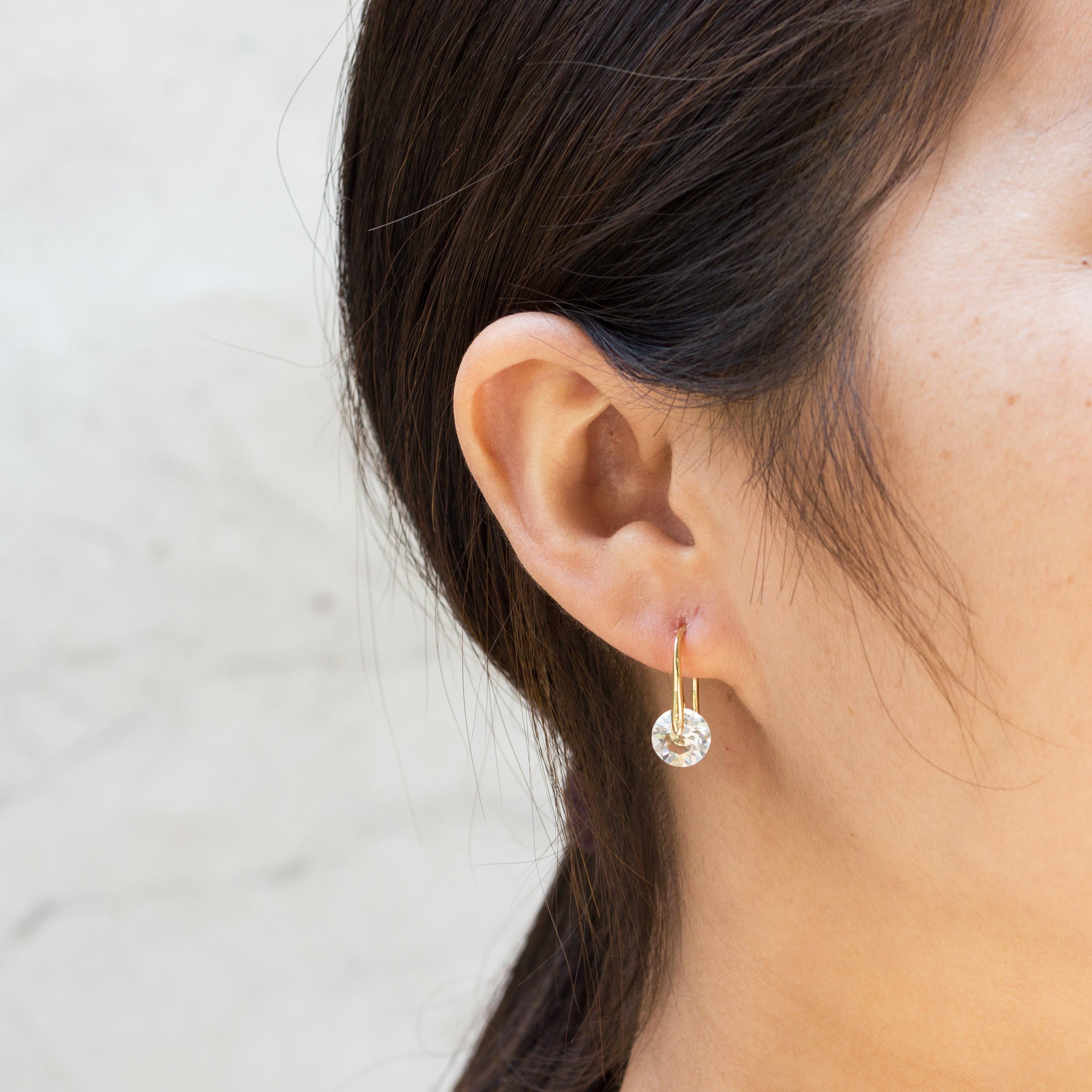 Gold Plated Atlas Earrings Created with Zircondia® Crystals