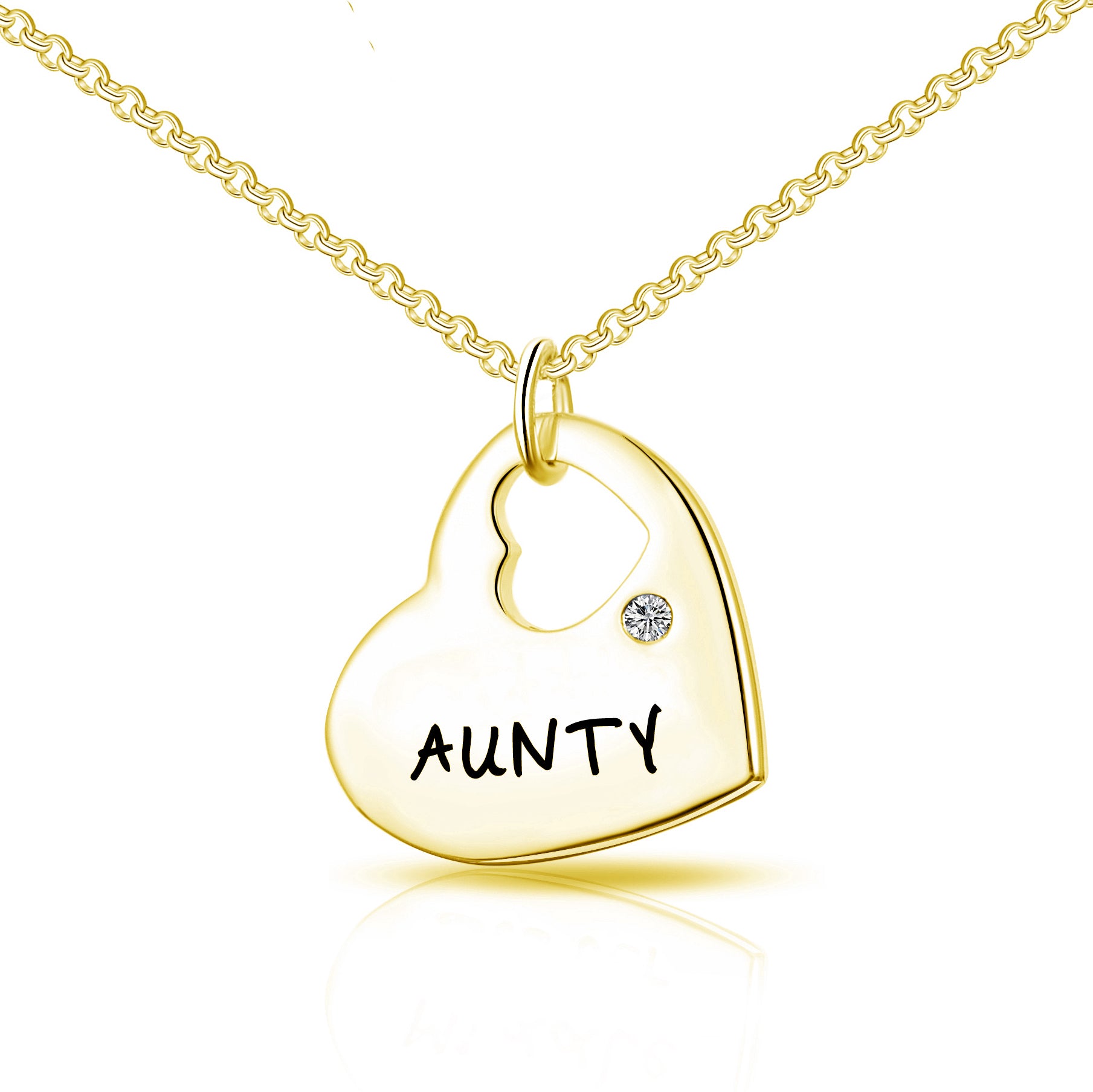 Gold Plated Aunty Heart Necklace Created with Zircondia® Crystals by Philip Jones Jewellery