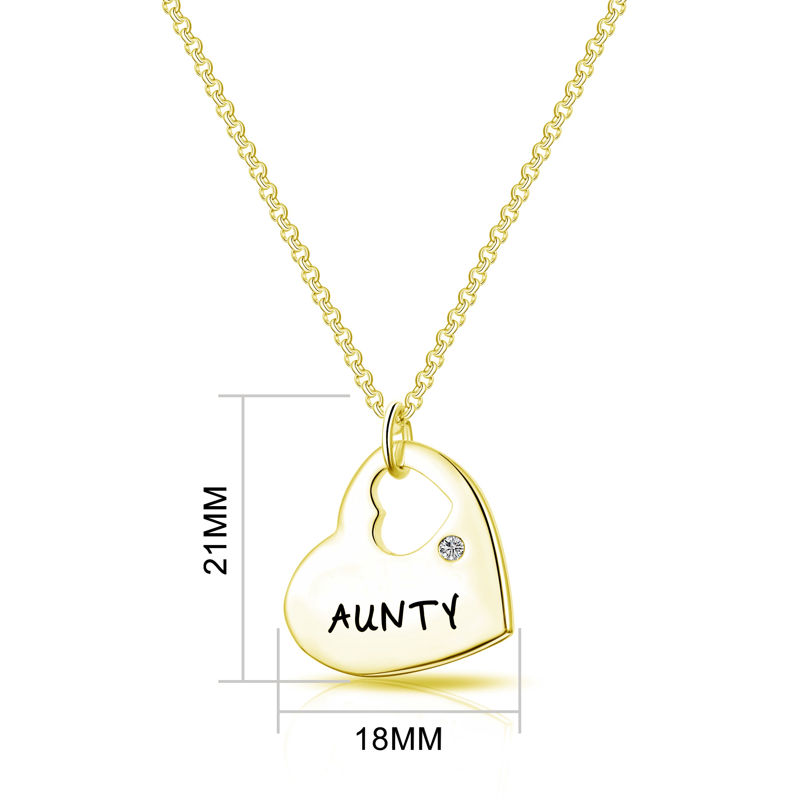 Gold Plated Aunty Heart Necklace Created with Zircondia® Crystals