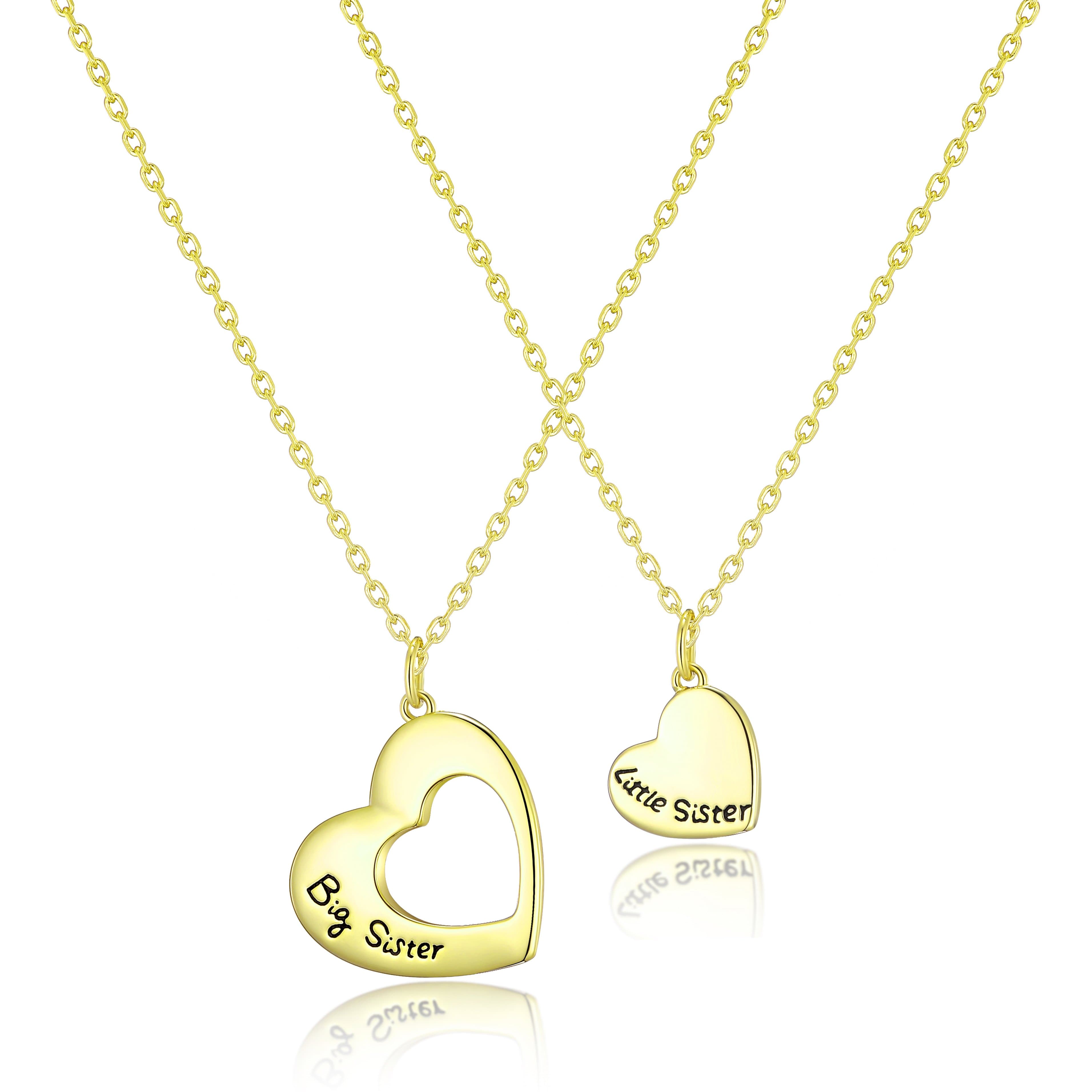 Gold Plated Big Sister and Little Sister Necklace Set by Philip Jones Jewellery