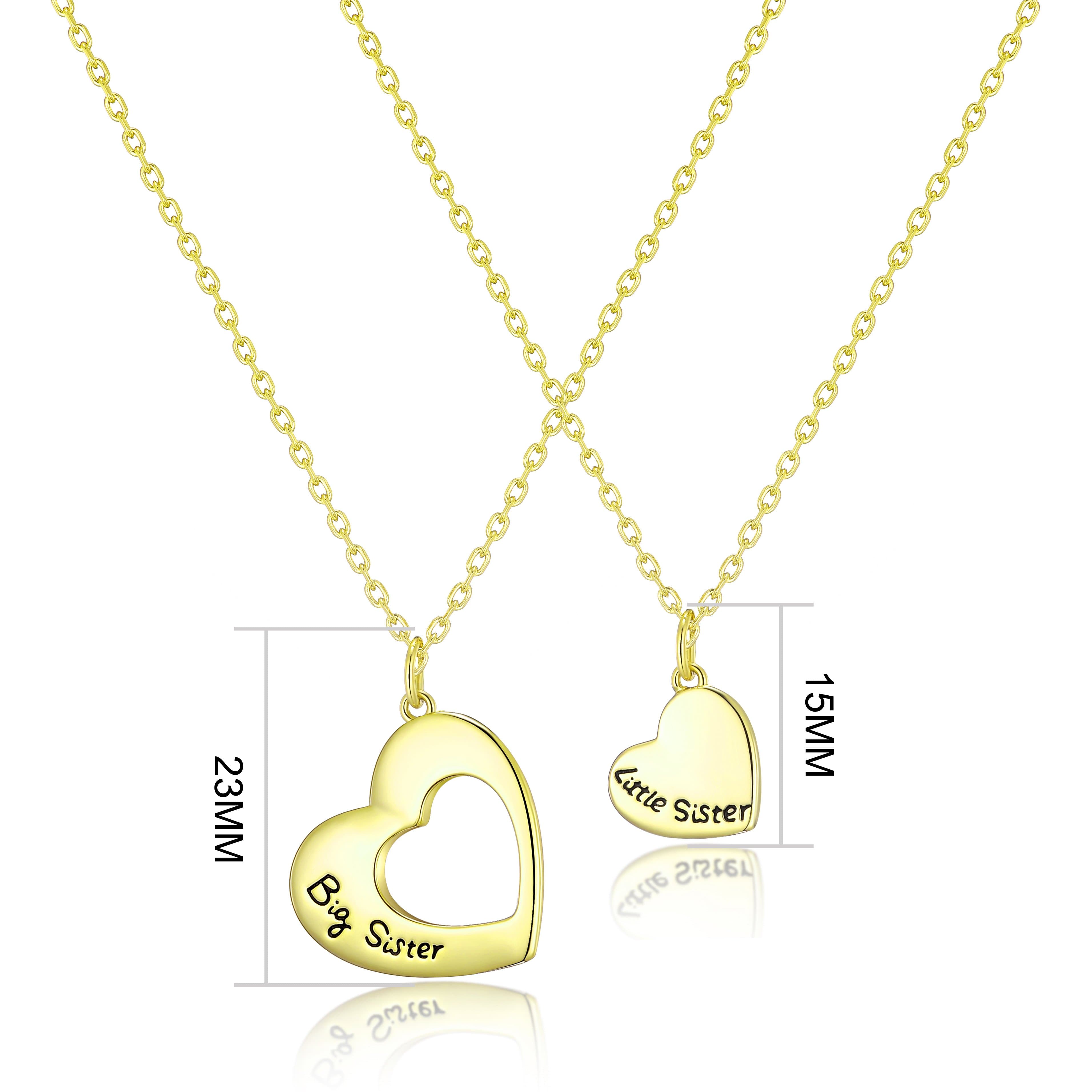 Gold Plated Big Sister and Little Sister Necklace Set