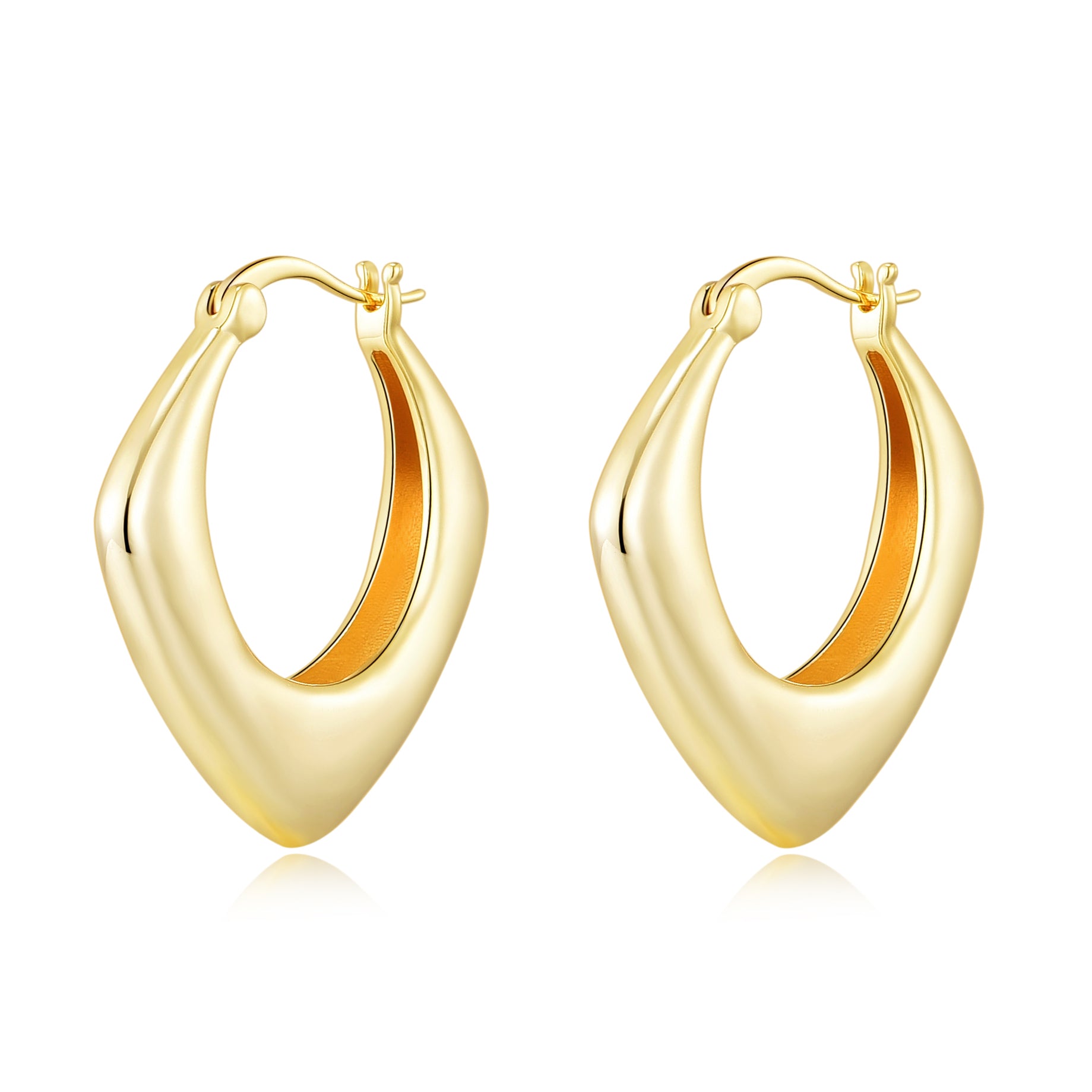 Gold Plated Chunky Hoop Earrings by Philip Jones Jewellery