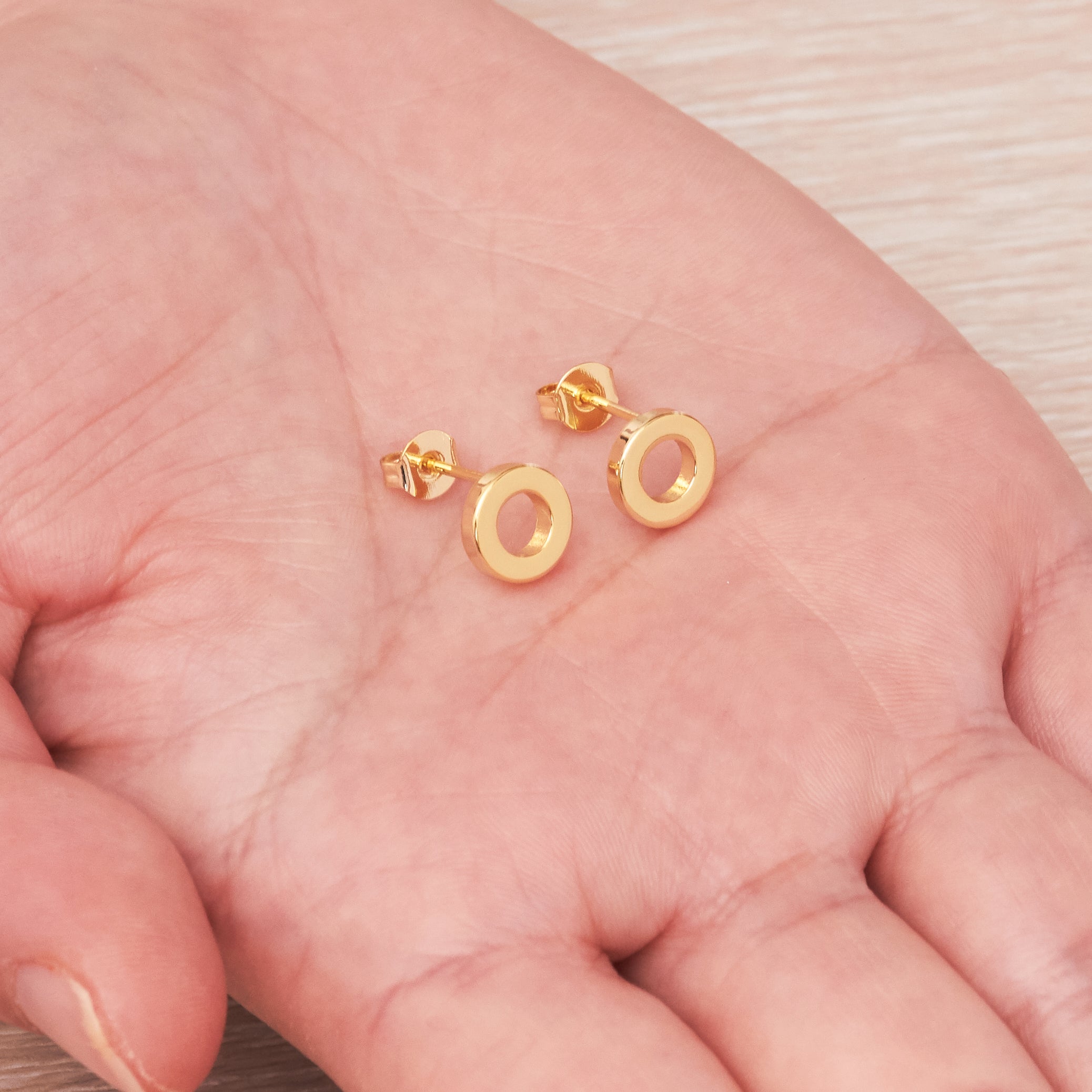 Gold Plated Circle Stud Earrings