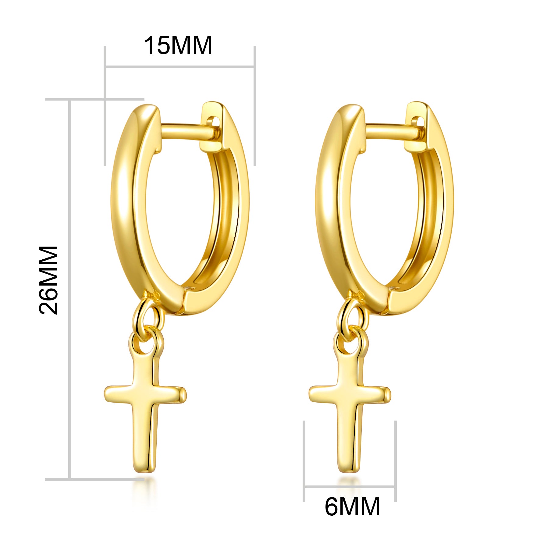 Gold Plated Cross Charm Hoop Earrings