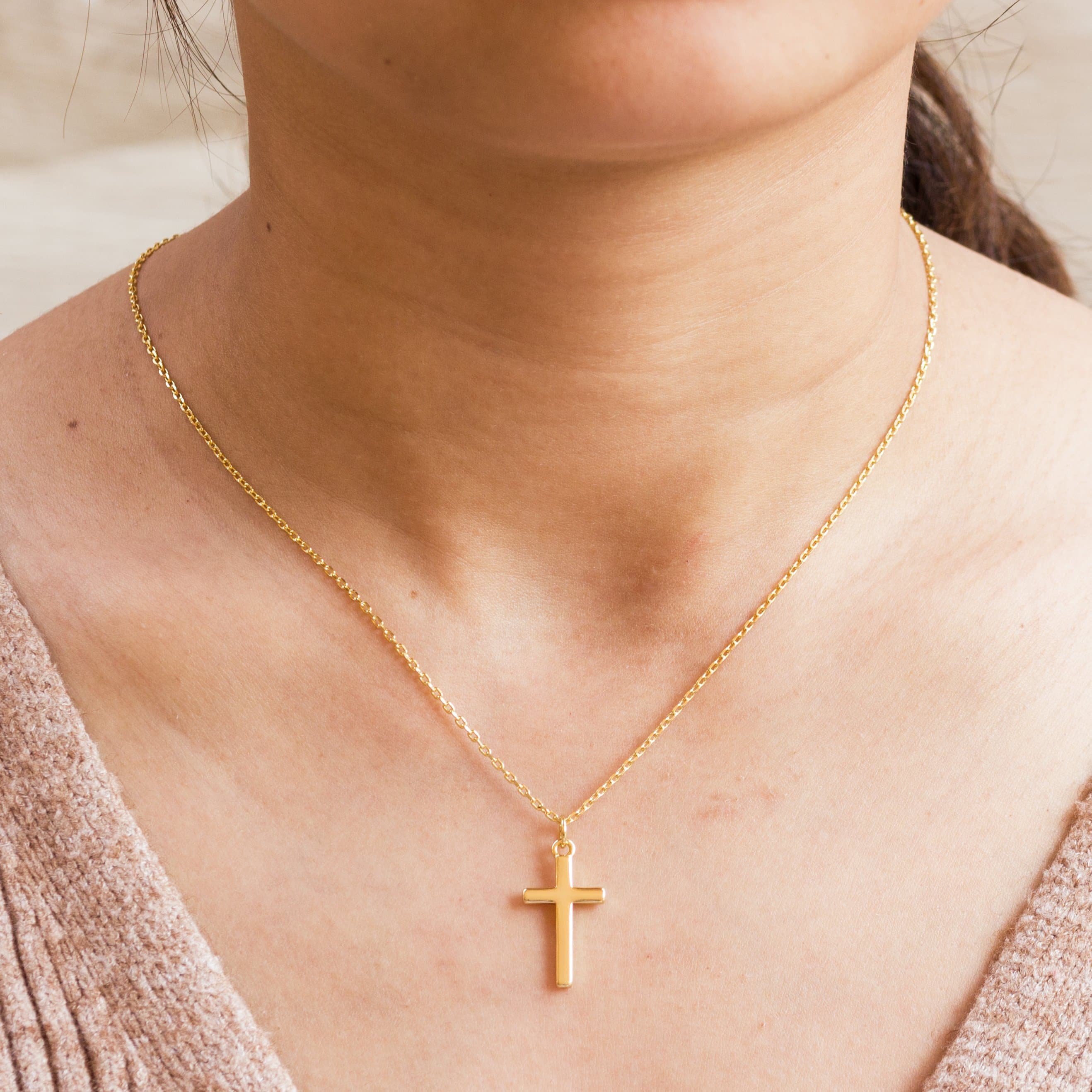 Brand New Authentic 24k Gold Necklace Gold plated Cross necklace Women &  Men | eBay