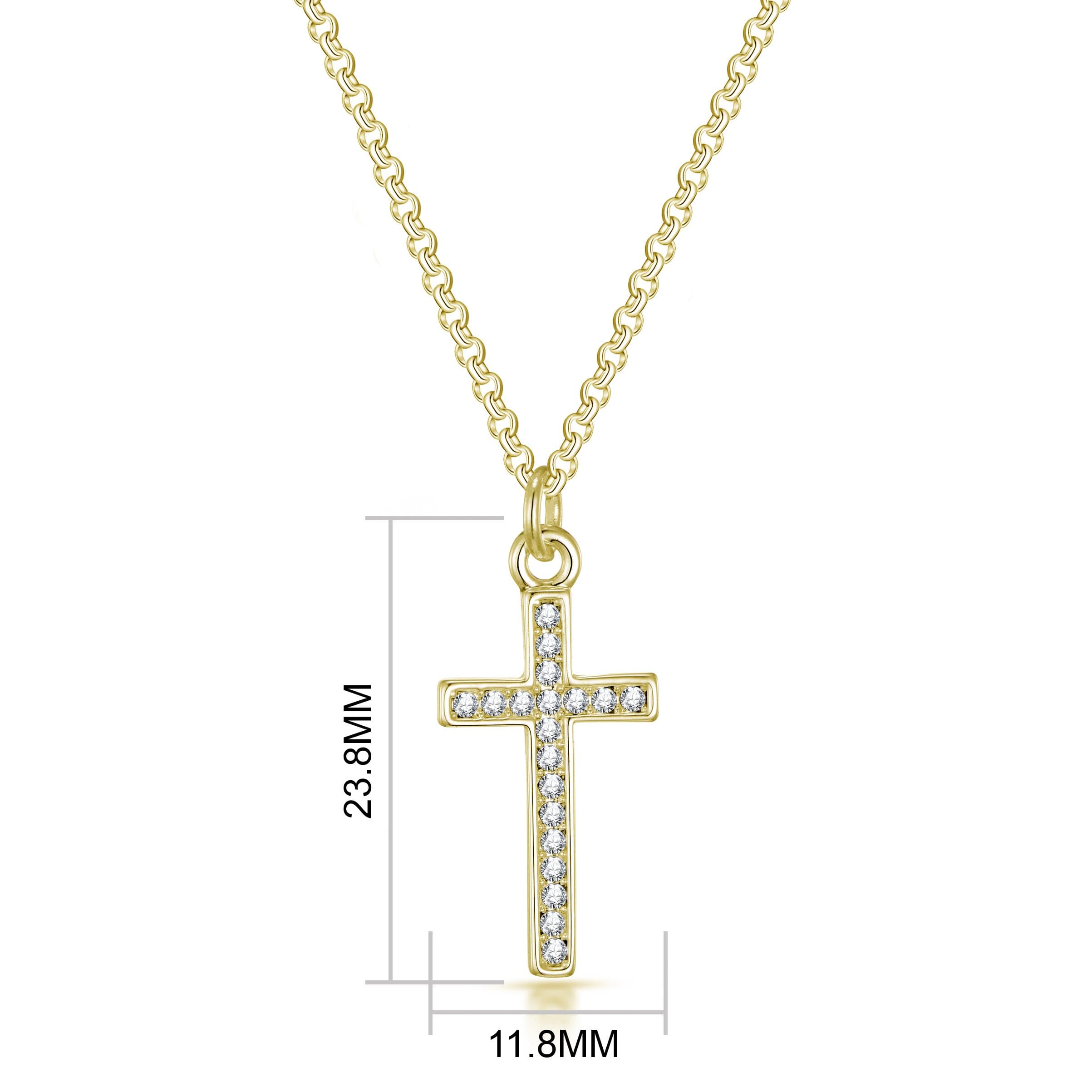 Gold Plated Pave Crystal Cross Necklace Created with Zircondia® Crystals