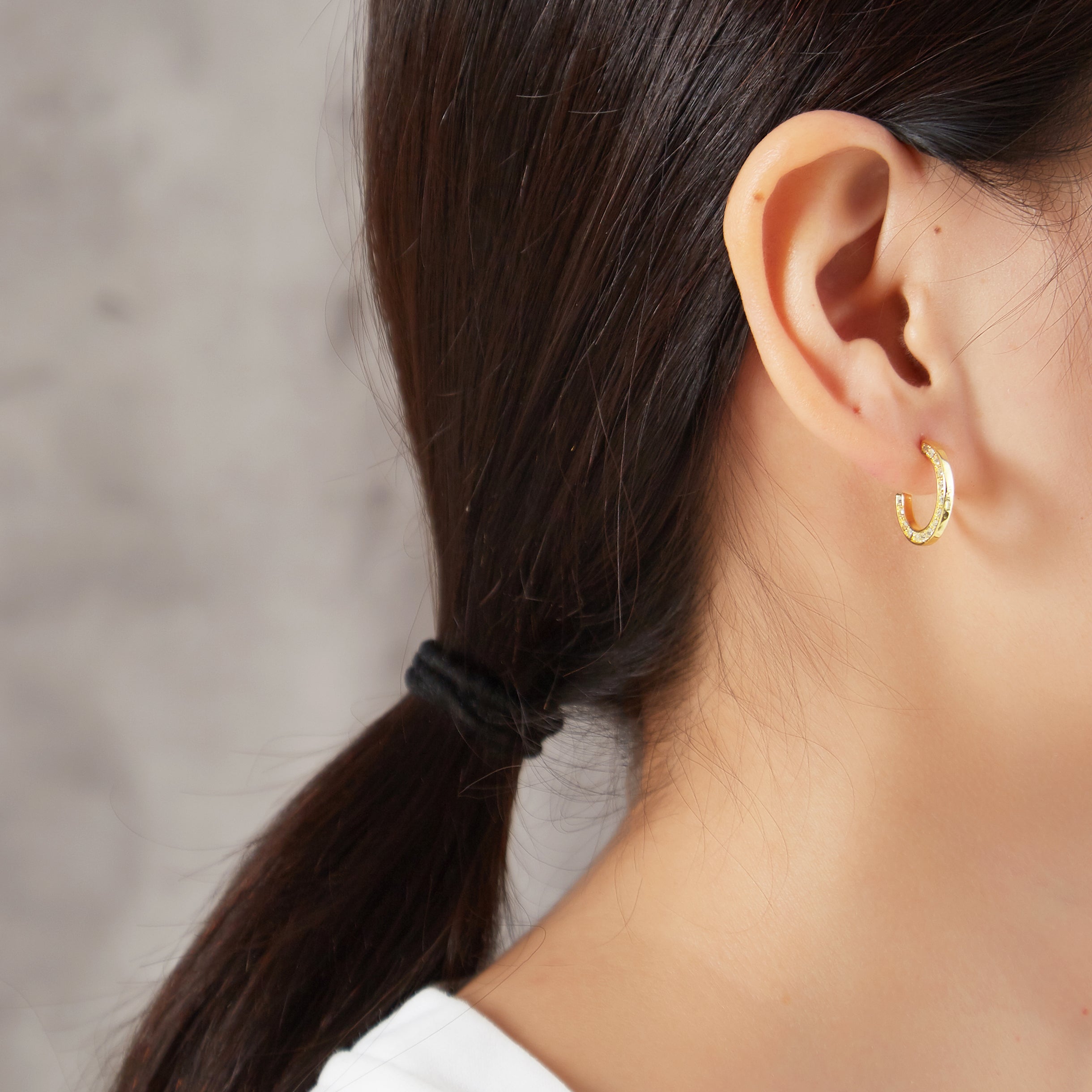Gold Plated Crystal Edge Hoop Earrings Created With Zircondia® Crystals