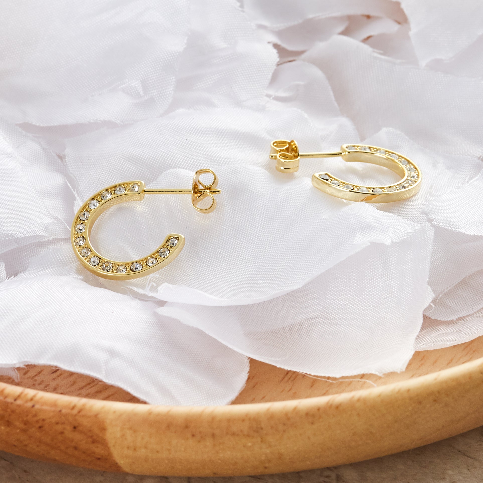 Gold Plated Crystal Edge Hoop Earrings Created With Zircondia® Crystals