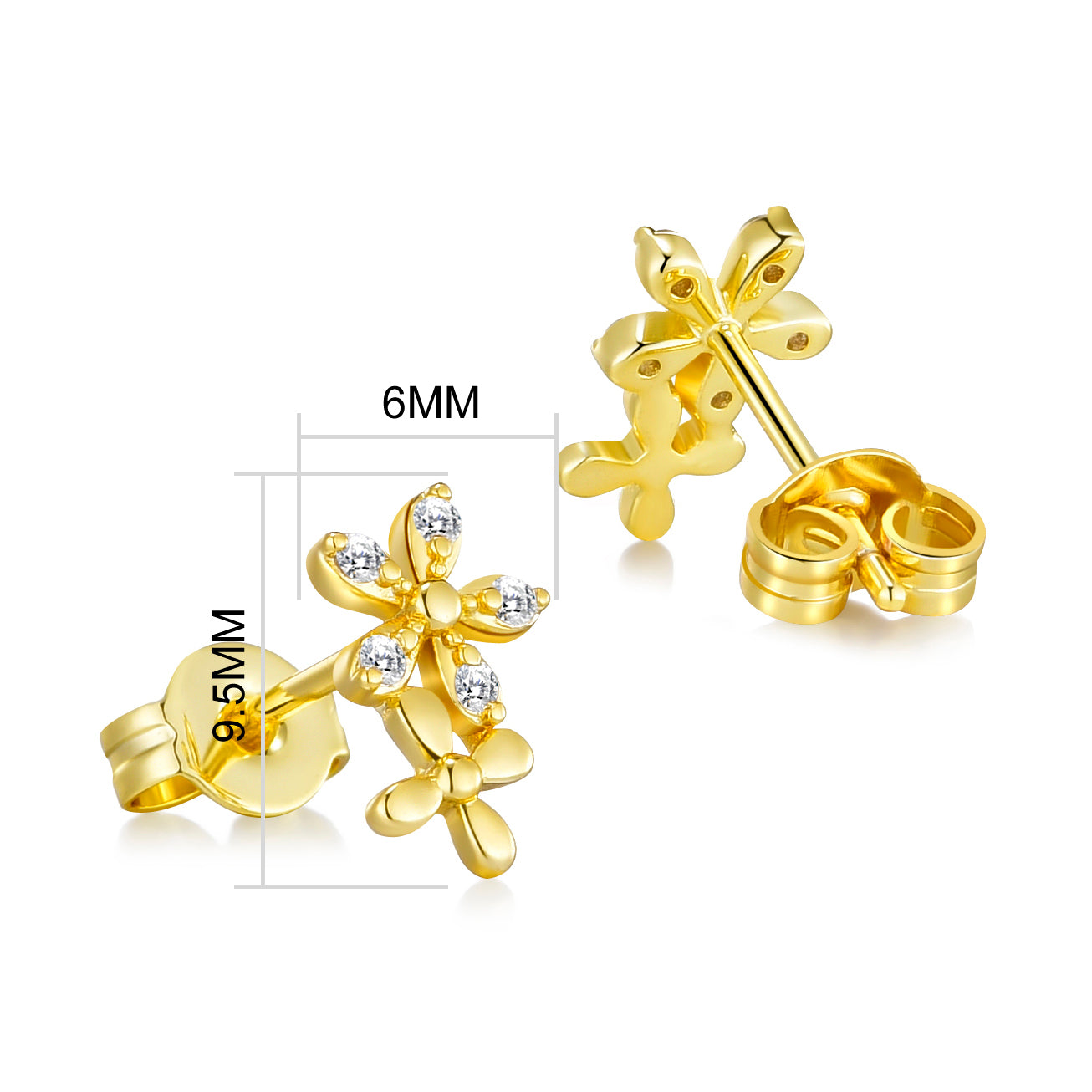 Gold Plated Flower Earrings Created with Zircondia® Crystals