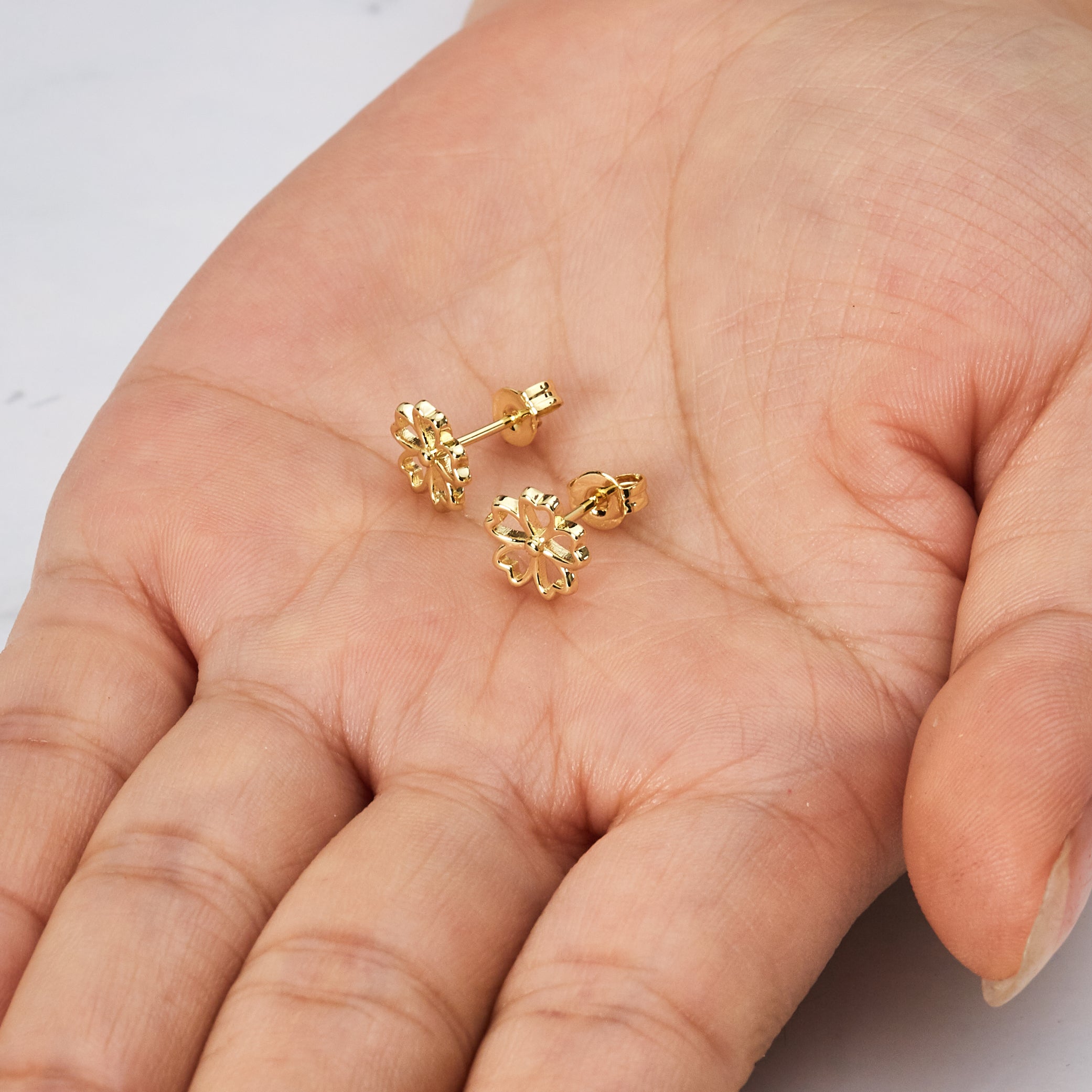 Gold Plated Flower Petal Earrings