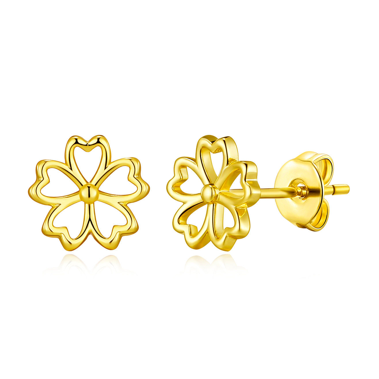 Gold Plated Flower Petal Earrings by Philip Jones Jewellery