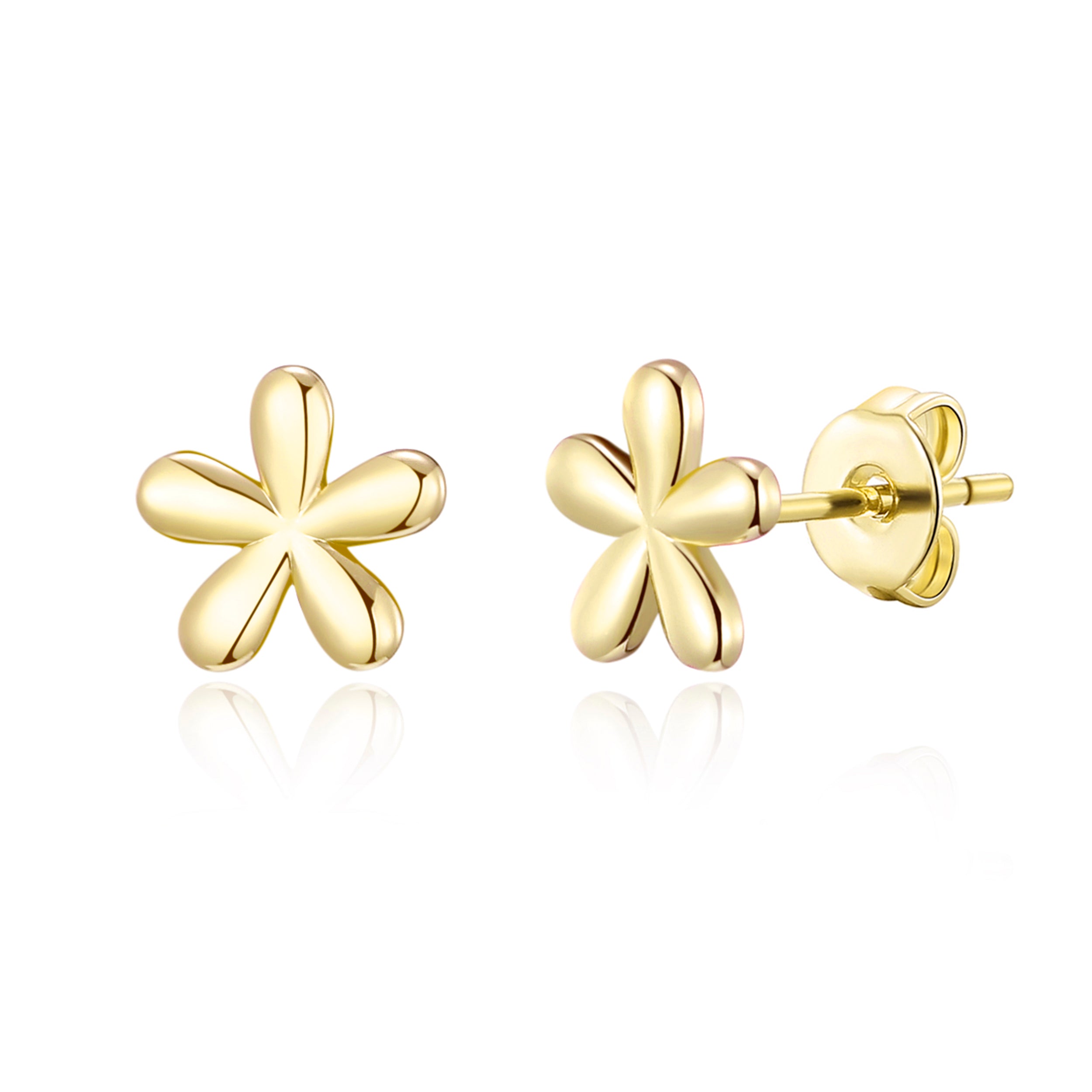 Gold Plated Flower Stud Earrings by Philip Jones Jewellery