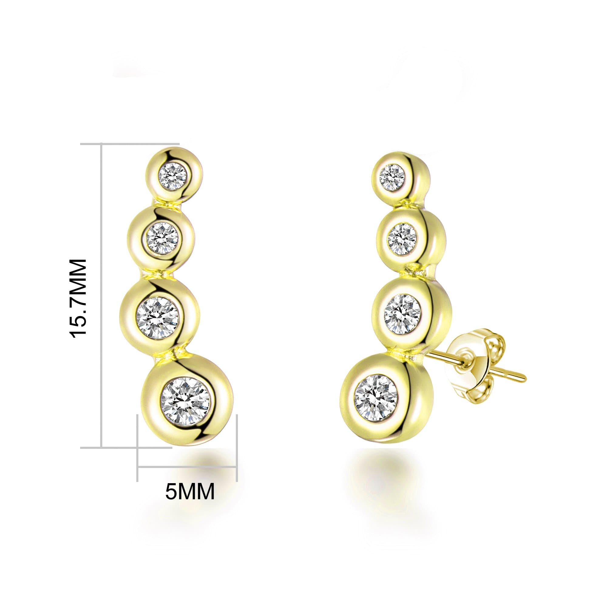 Gold Plated Four Stone Climber Earrings Created With Zircondia® Crystals