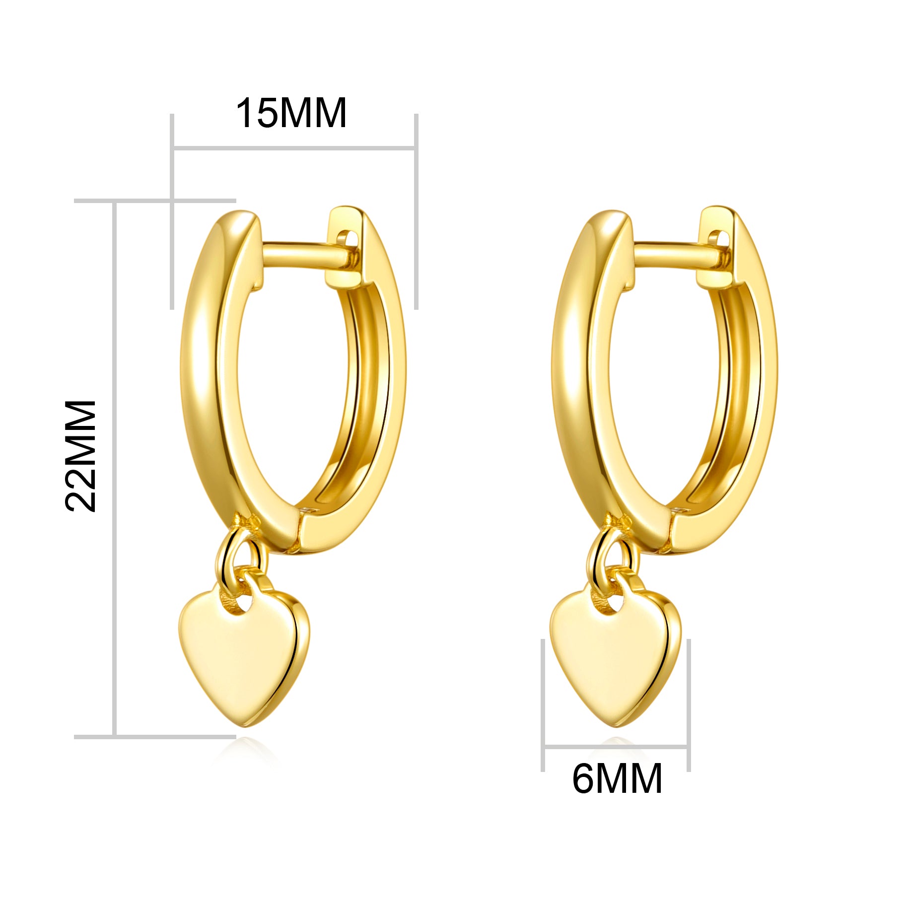 Gold Plated Heart Charm Hoop Earrings