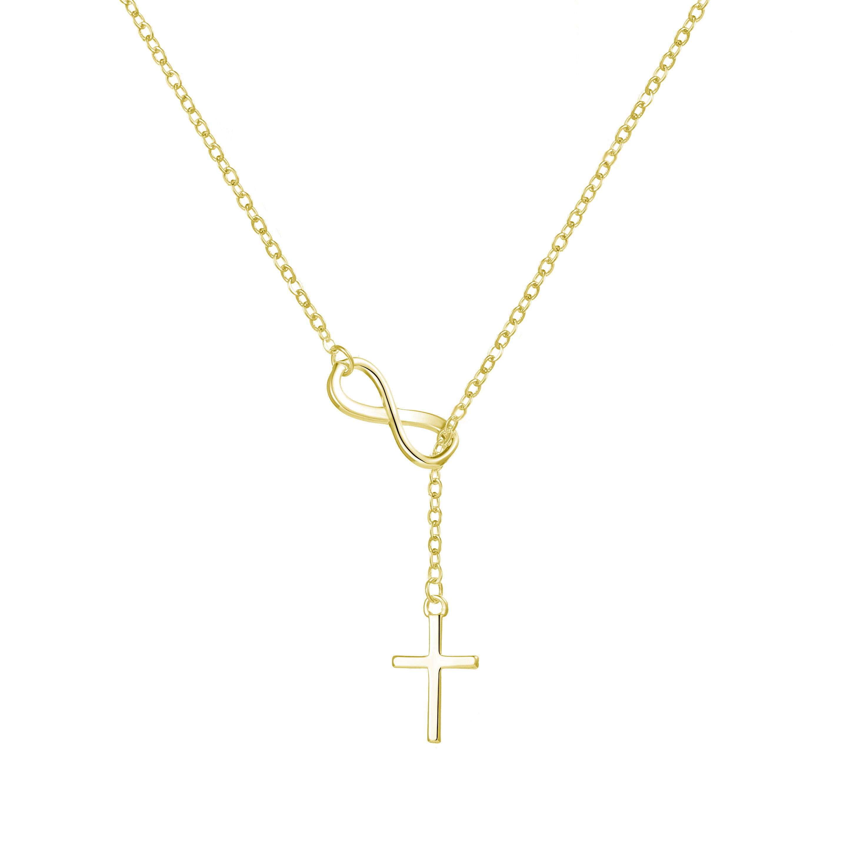 Gold Plated Infinity with Cross Necklace