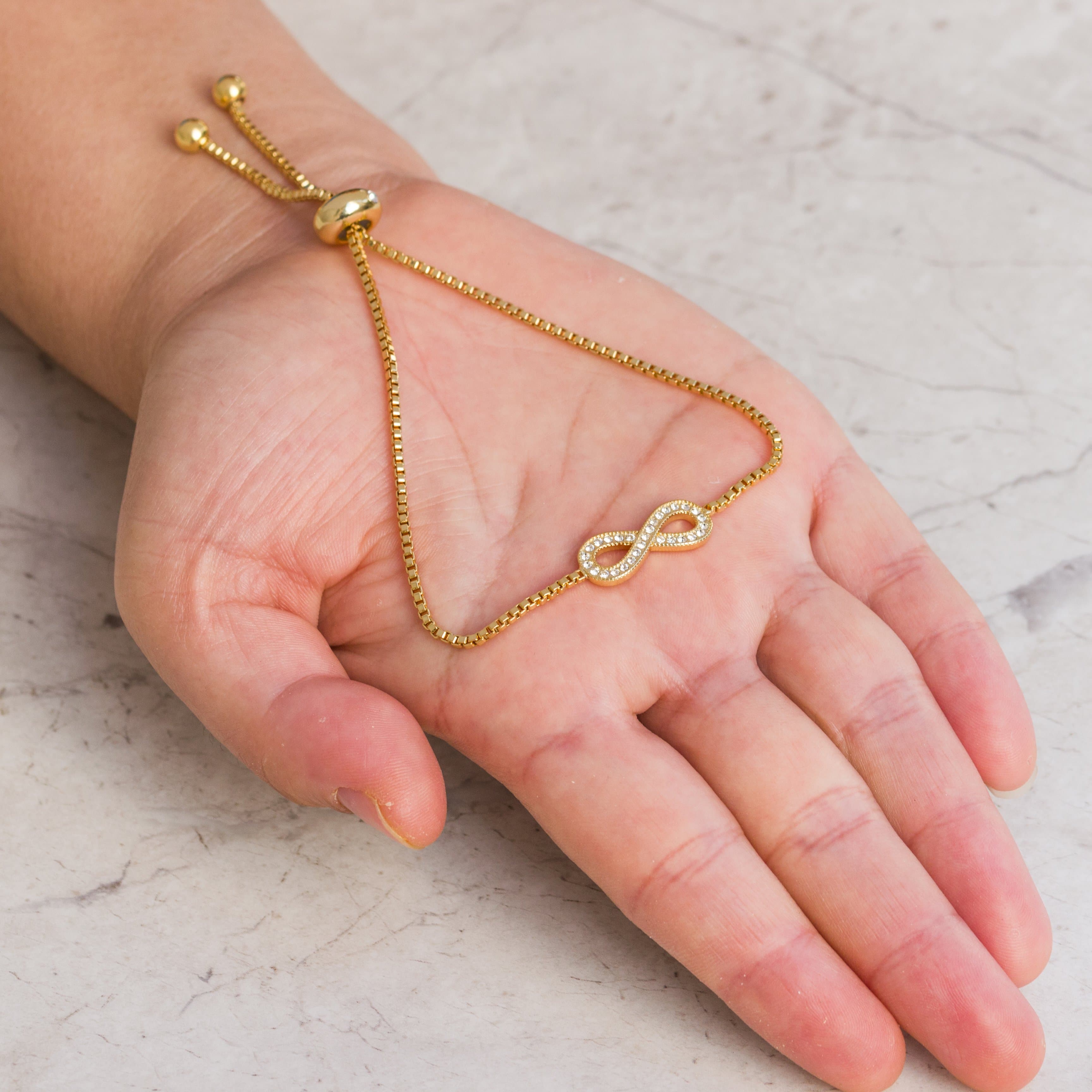 Gold Plated Infinity Friendship Bracelet Created with Zircondia® Crystals