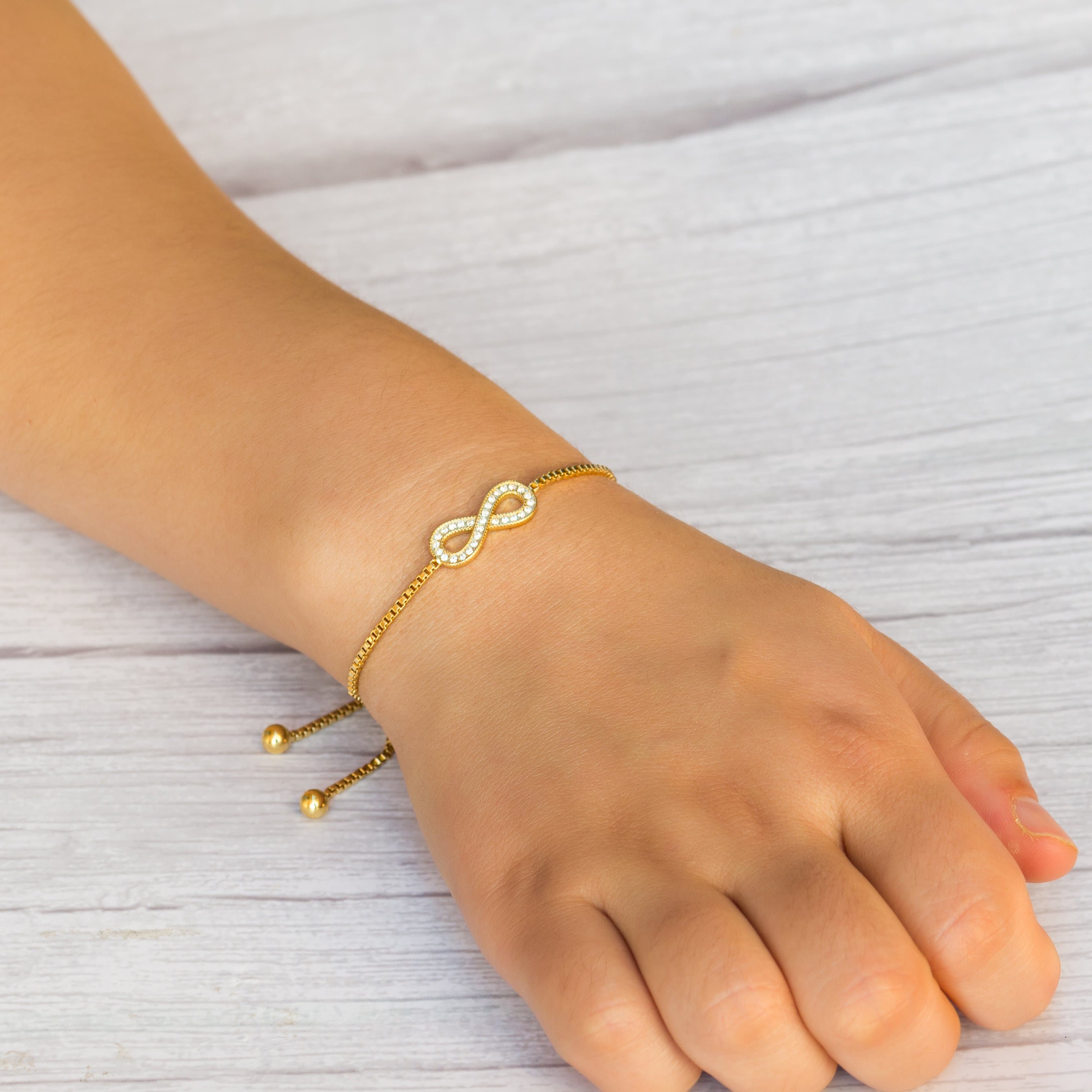 Gold Plated Infinity Friendship Bracelet Created with Zircondia® Crystals