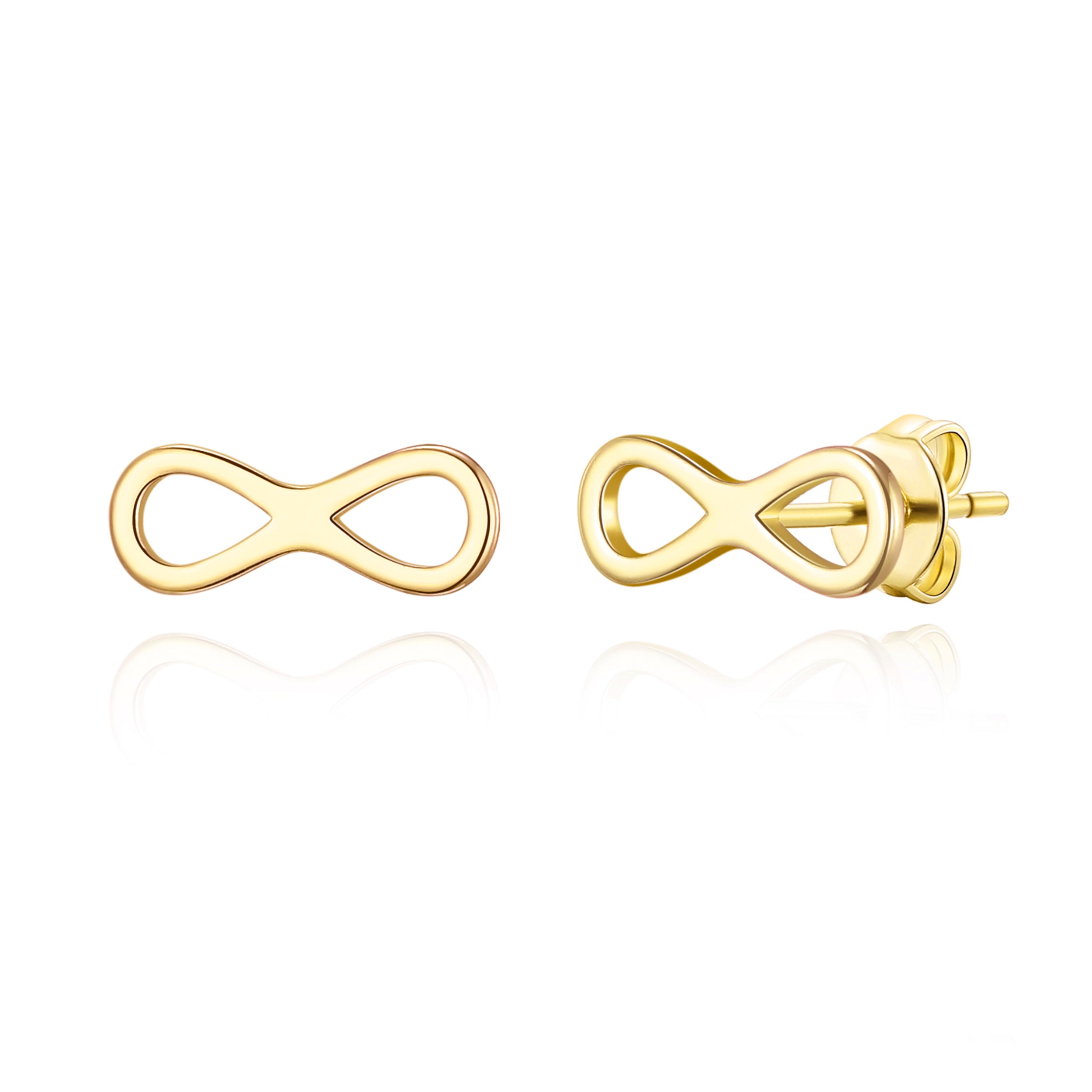 Gold Plated Infinity Stud Earrings by Philip Jones Jewellery