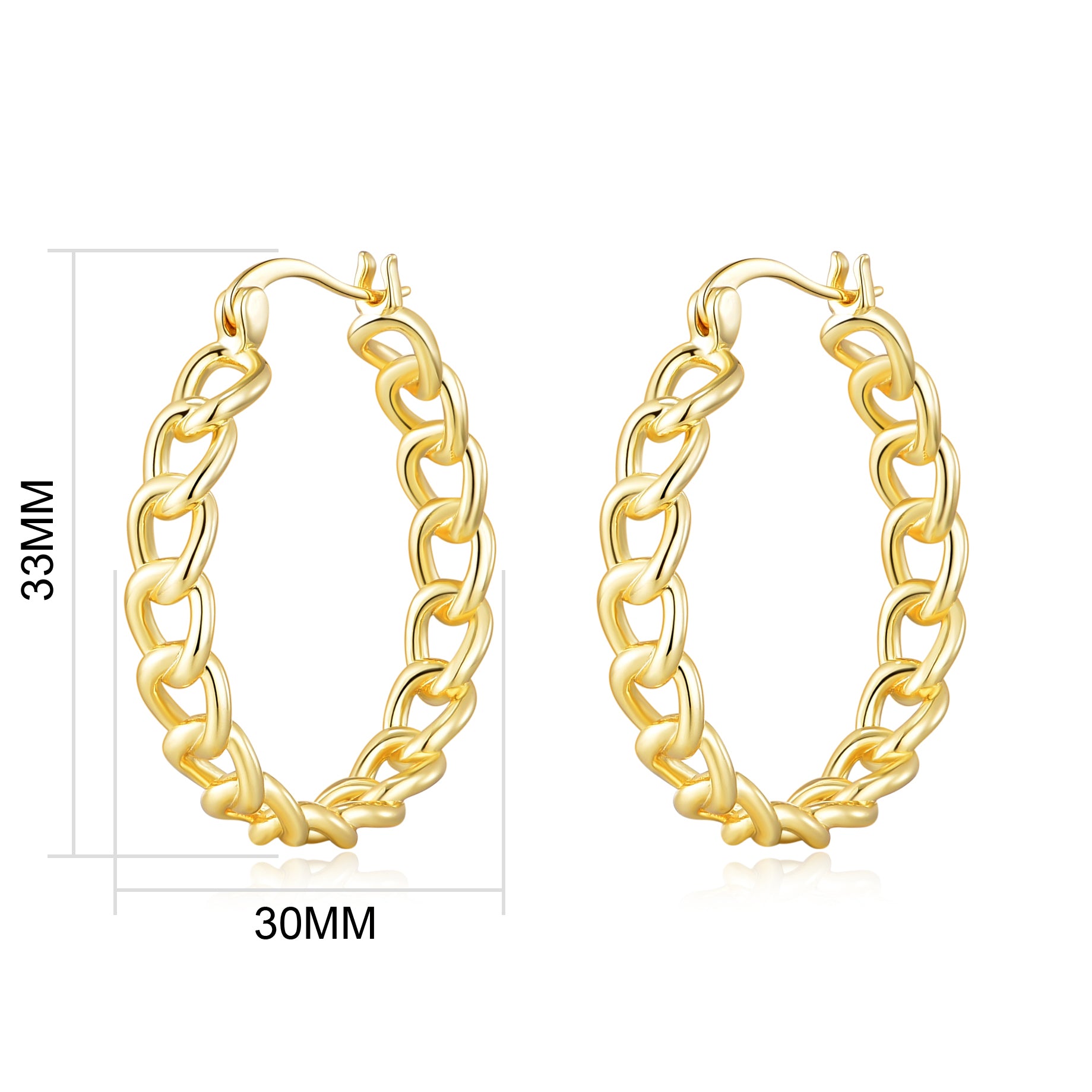 Gold Plated Link Hoop Earrings