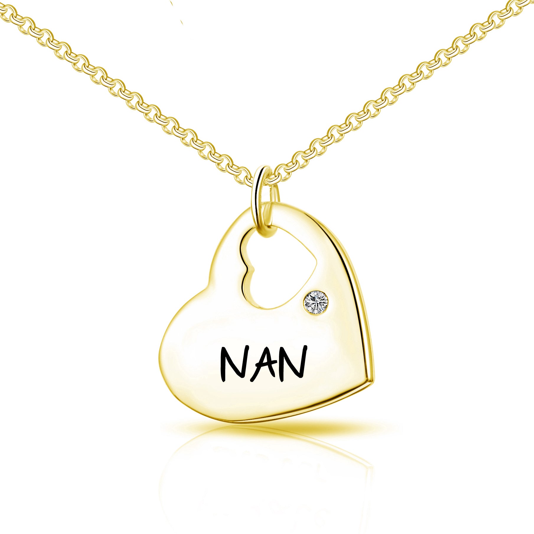 Gold Nan Heart Necklace Created with Zircondia® Crystals by Philip Jones Jewellery