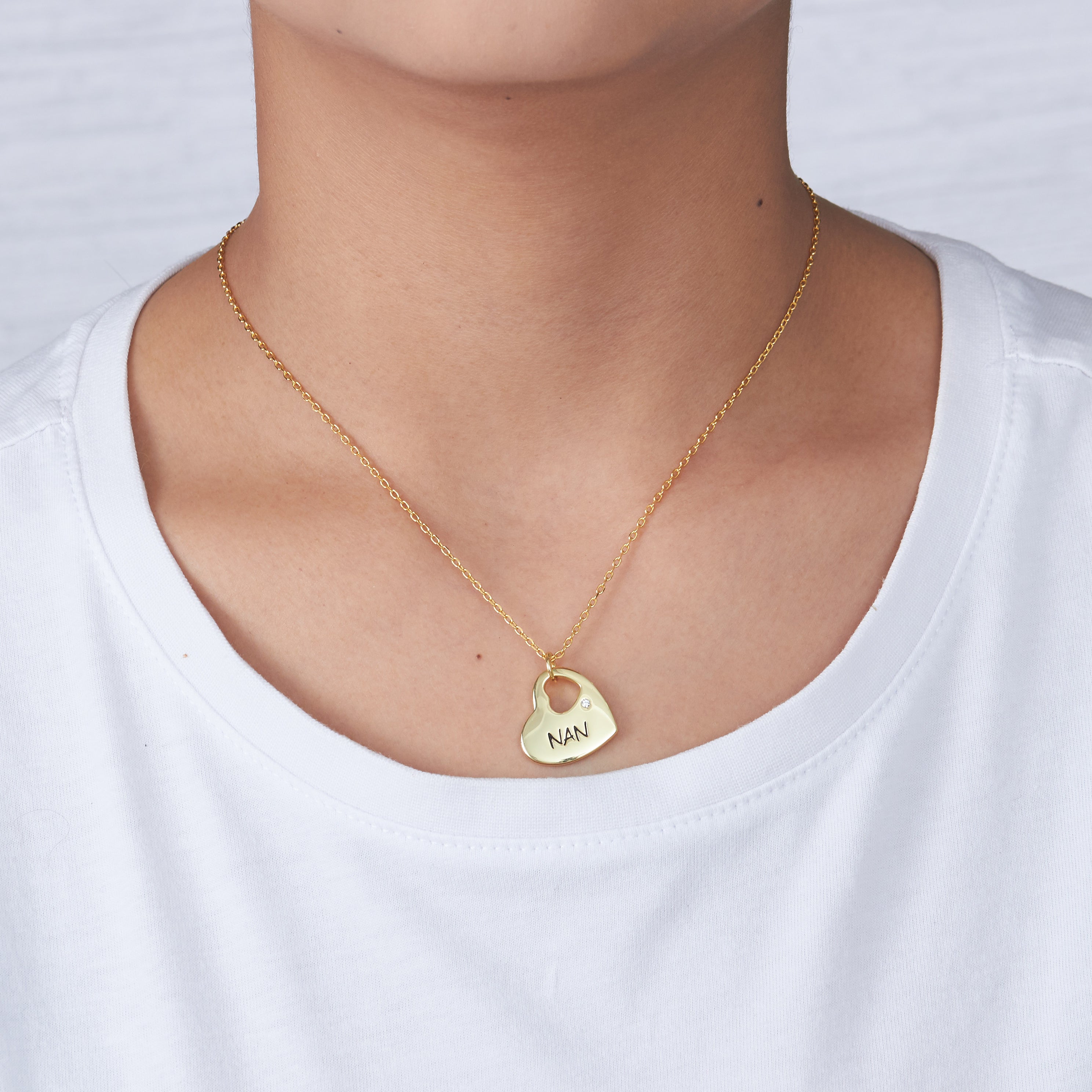 Gold Nan Heart Necklace Created with Zircondia® Crystals