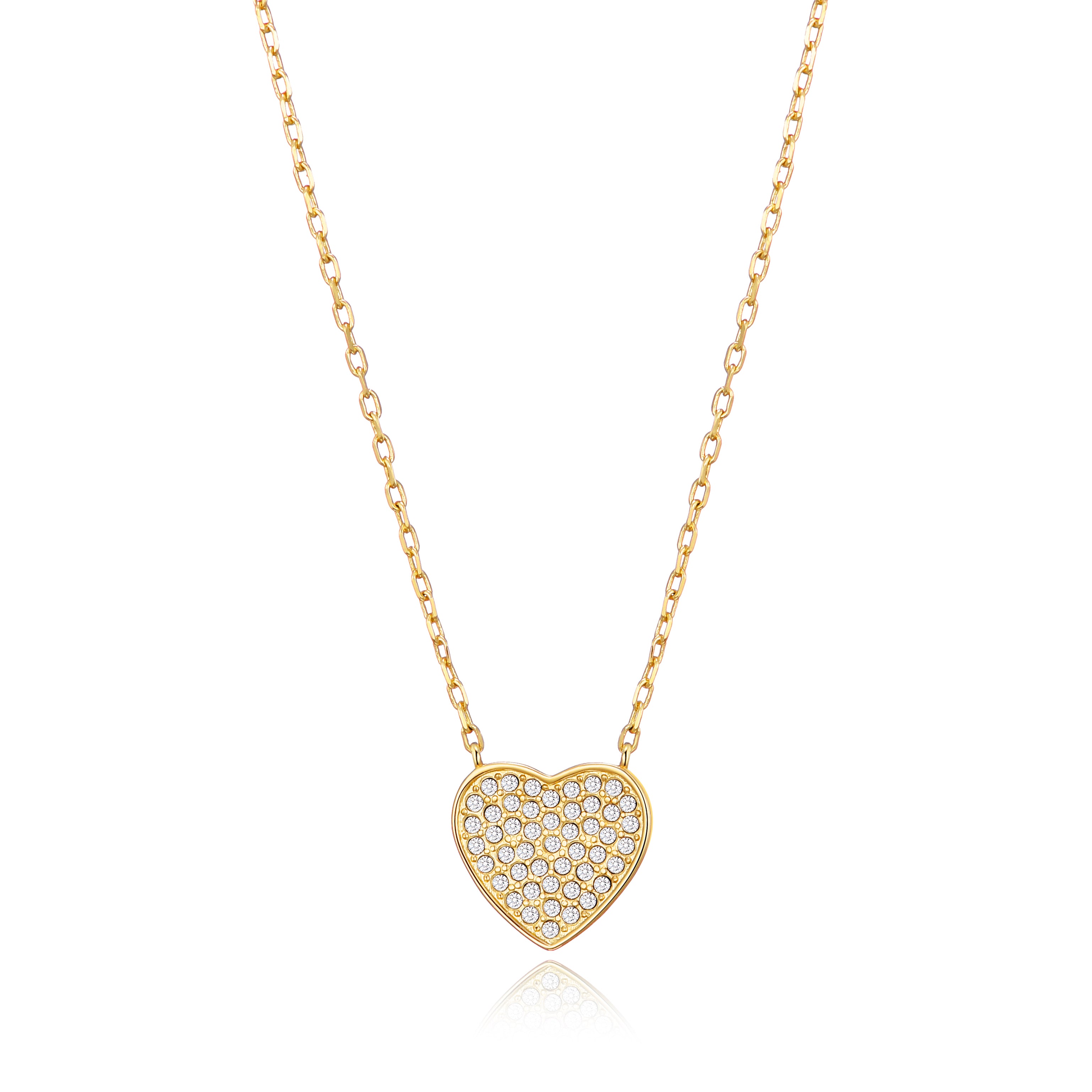 Gold Plated Pave Heart Necklace Created with Zircondia® Crystals