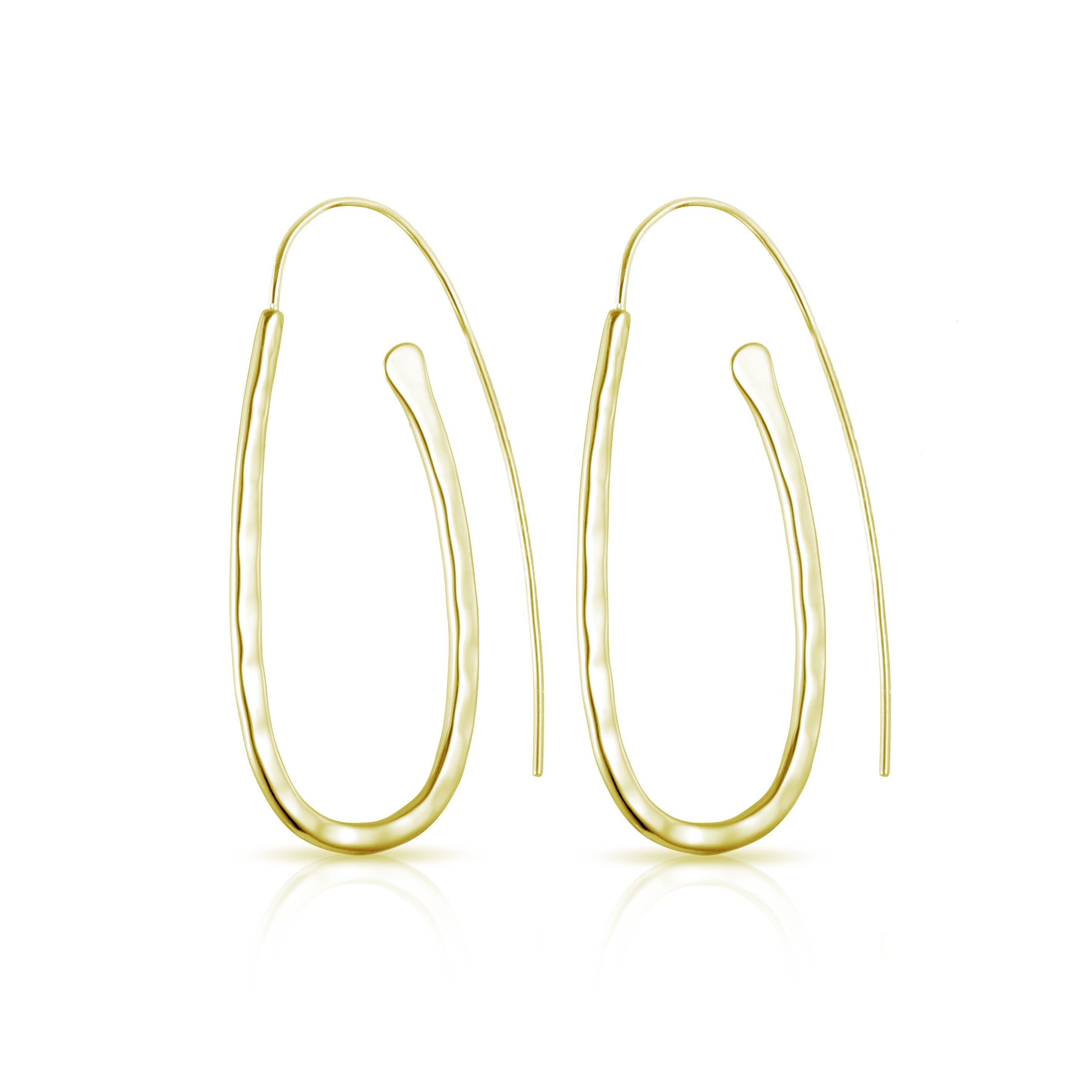 Gold Plated Sterling Silver Hammered Hoop Earrings by Philip Jones Jewellery