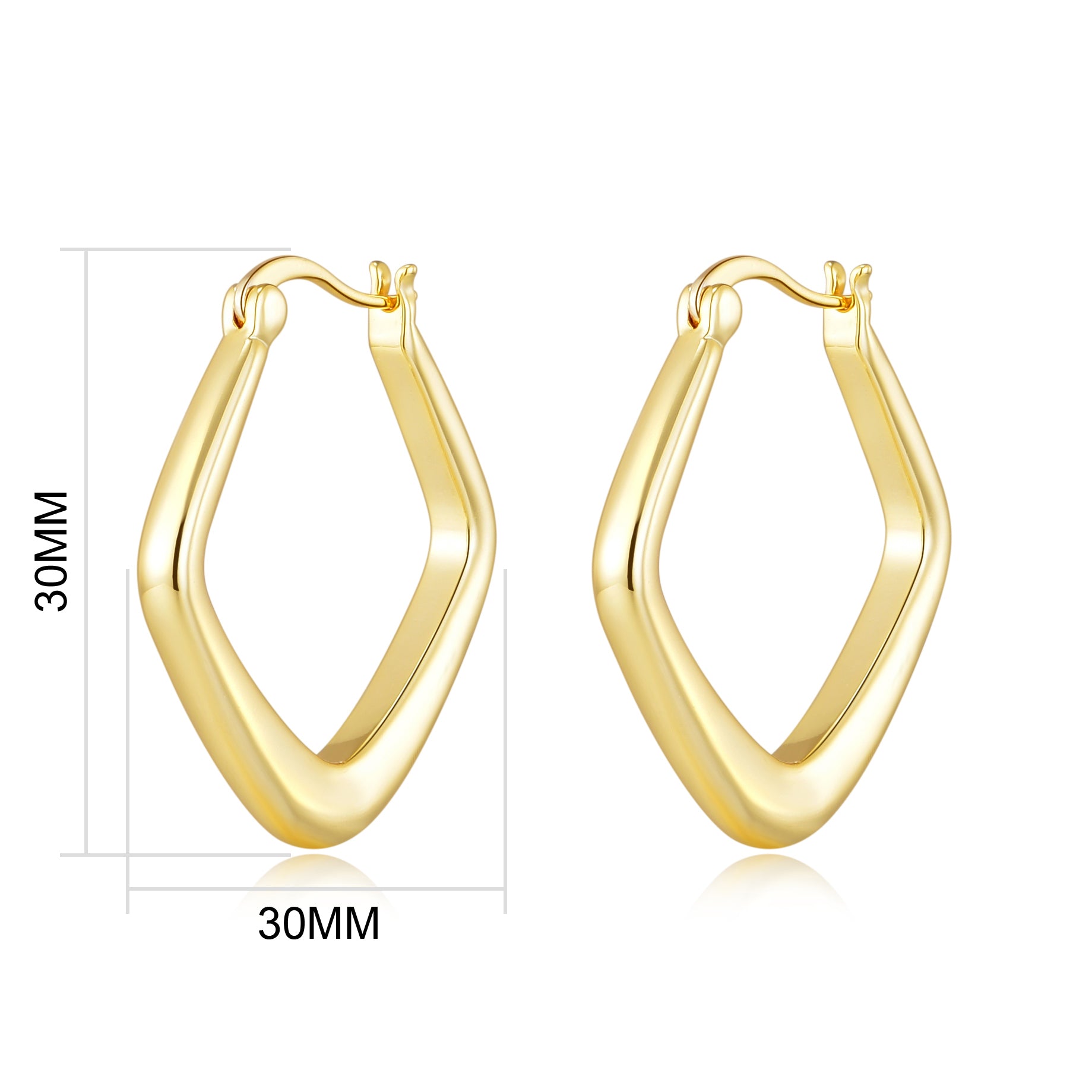 Gold Plated Rounded Diamond Hoop Earrings