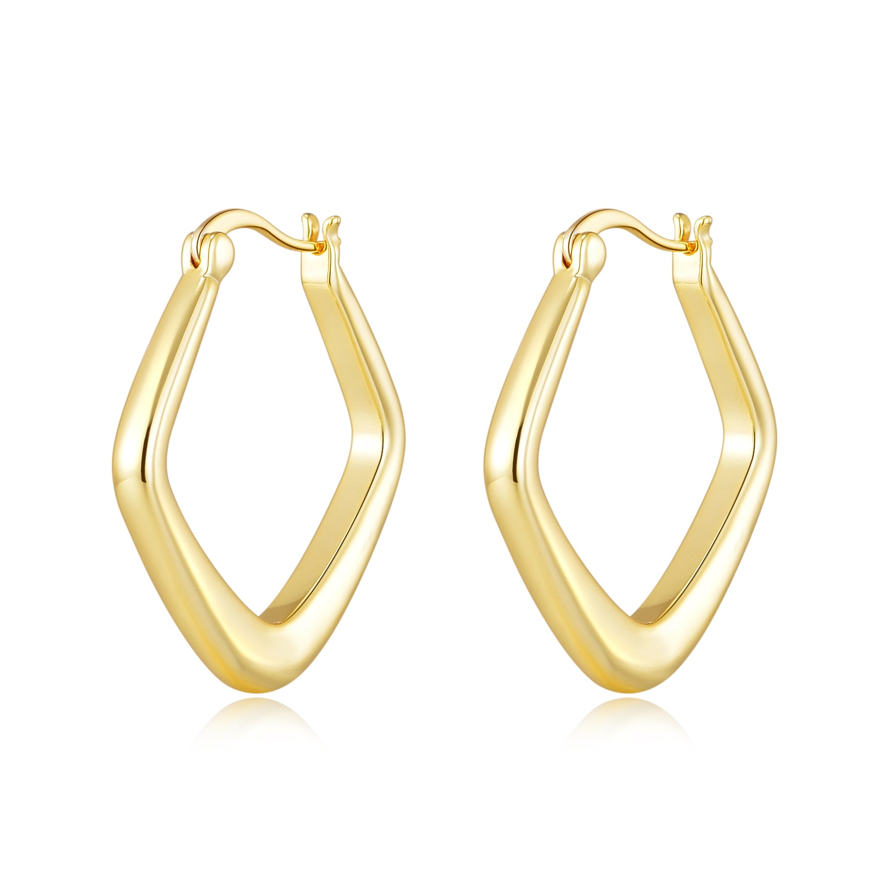 Gold Plated Rounded Diamond Hoop Earrings by Philip Jones Jewellery