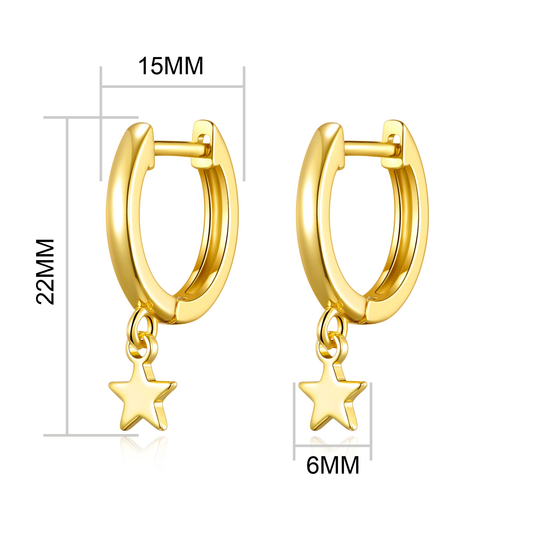 Gold Plated Star Charm Hoop Earrings