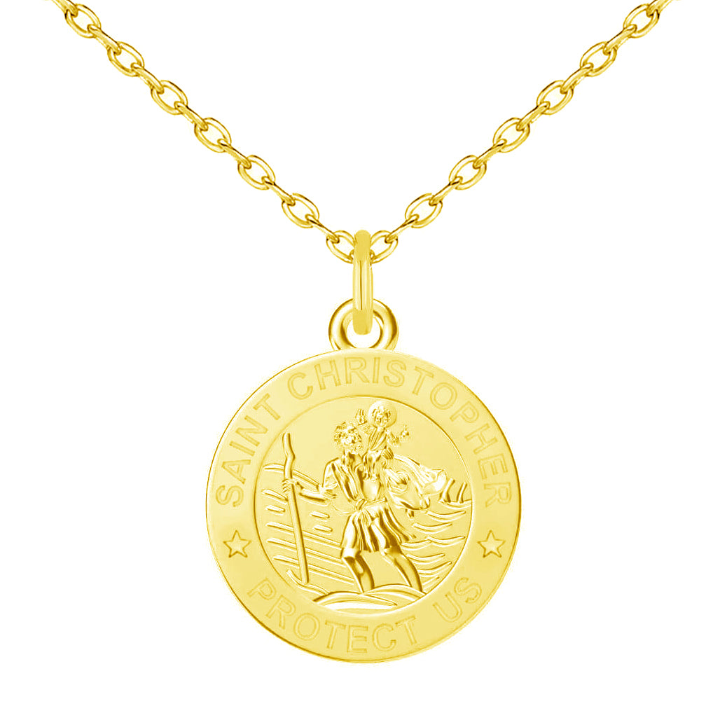 Gold Plated St Christopher Necklace by Philip Jones Jewellery