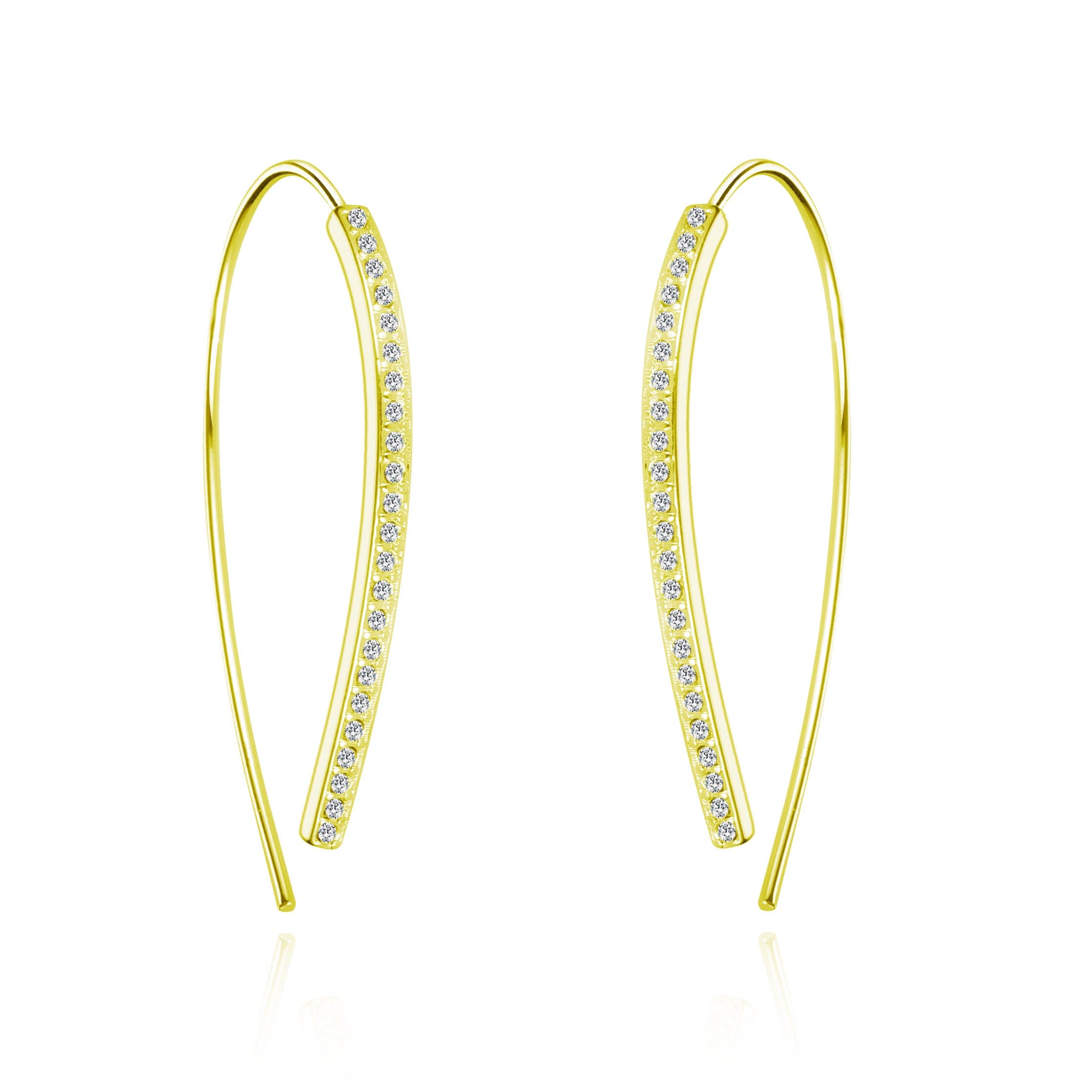 Gold Plated Thread Earrings Created with Zircondia® Crystals by Philip Jones Jewellery
