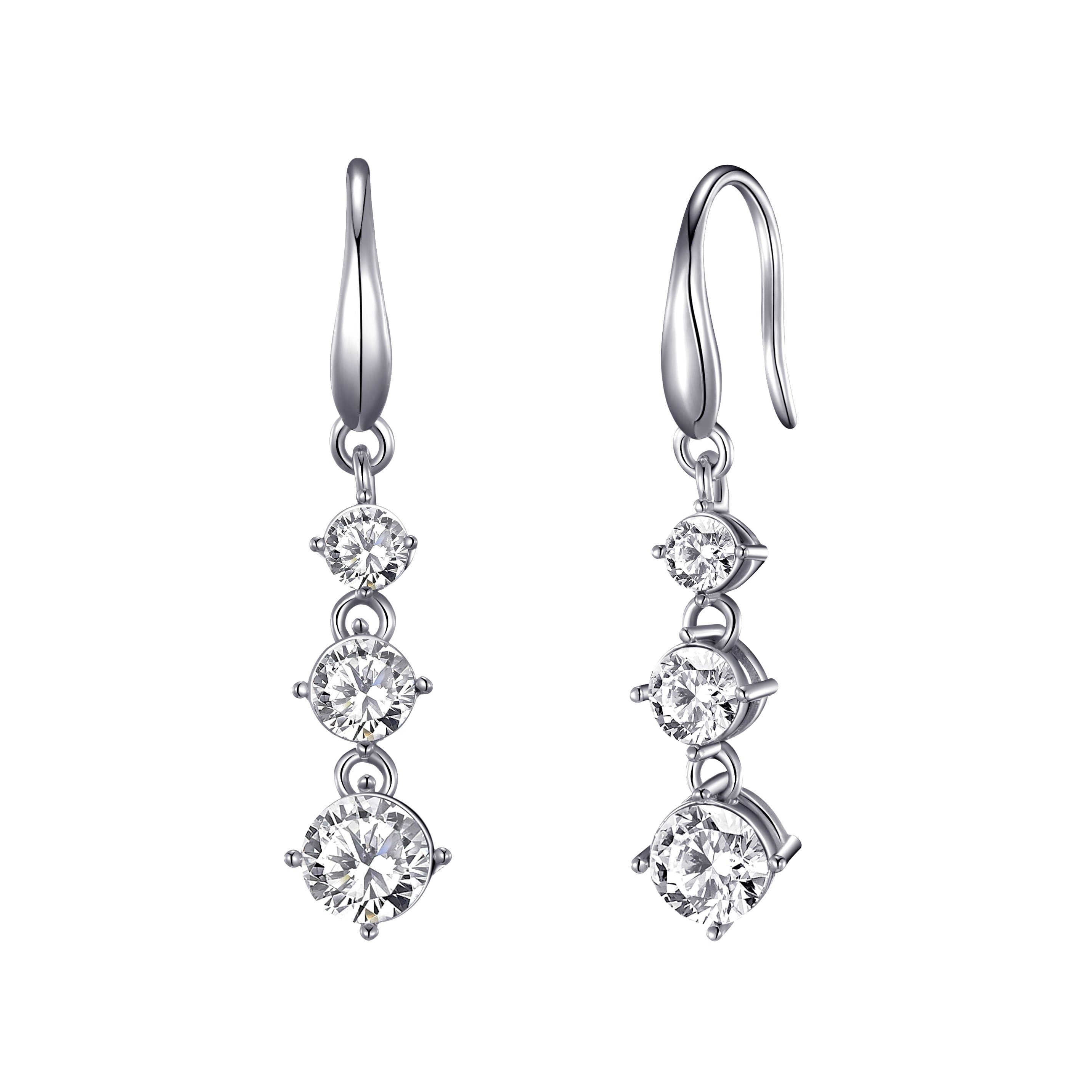 Graduated Drop Earrings Created with Zircondia® Crystals by Philip Jones Jewellery