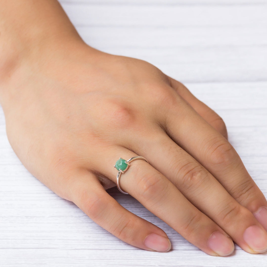 Green Aventurine Adjustable Ring with Quote Card - Philip Jones Jewellery