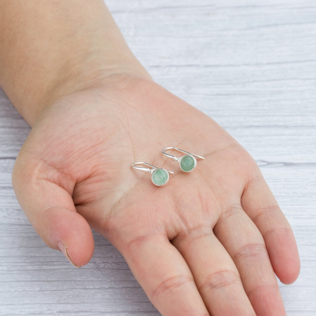 Green Aventurine Drop Earrings with Quote Card - Philip Jones Jewellery