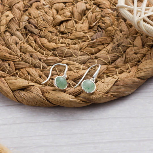 Green Aventurine Drop Earrings with Quote Card - Philip Jones Jewellery