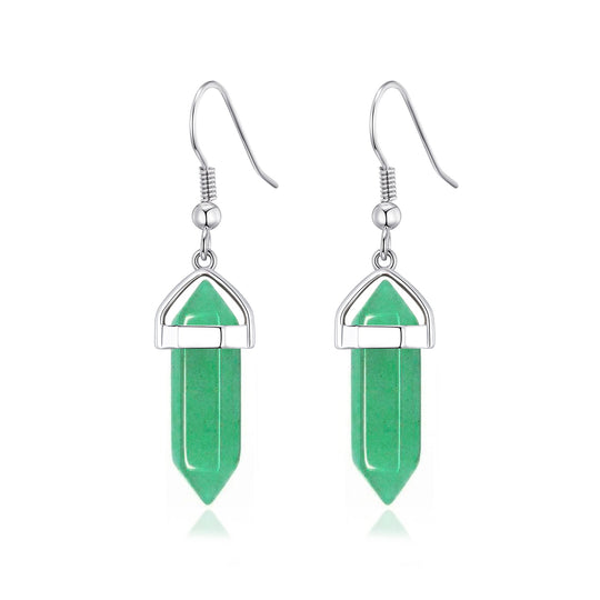 Green Aventurine Gemstone Drop Earrings with Quote Card - Philip Jones Jewellery