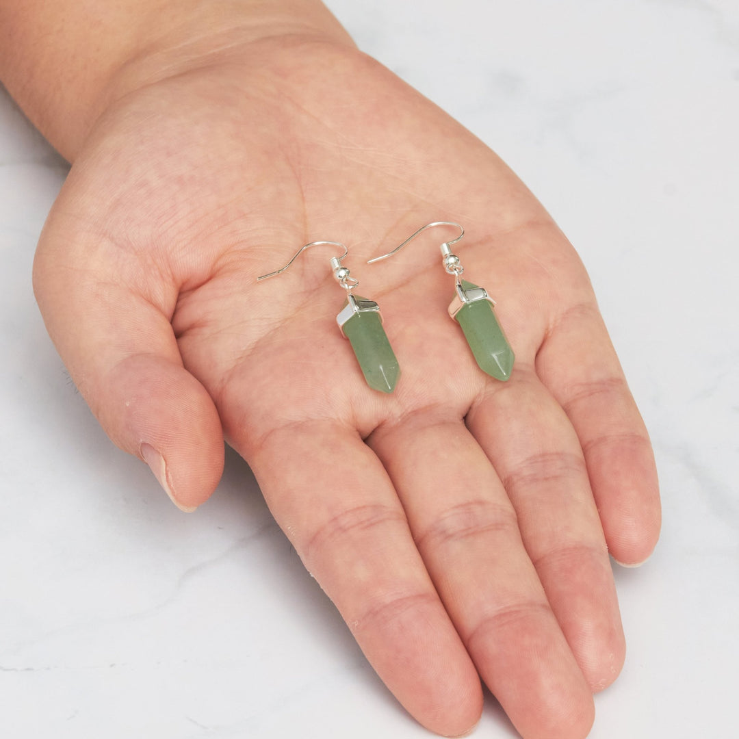 Green Aventurine Gemstone Drop Earrings with Quote Card - Philip Jones Jewellery