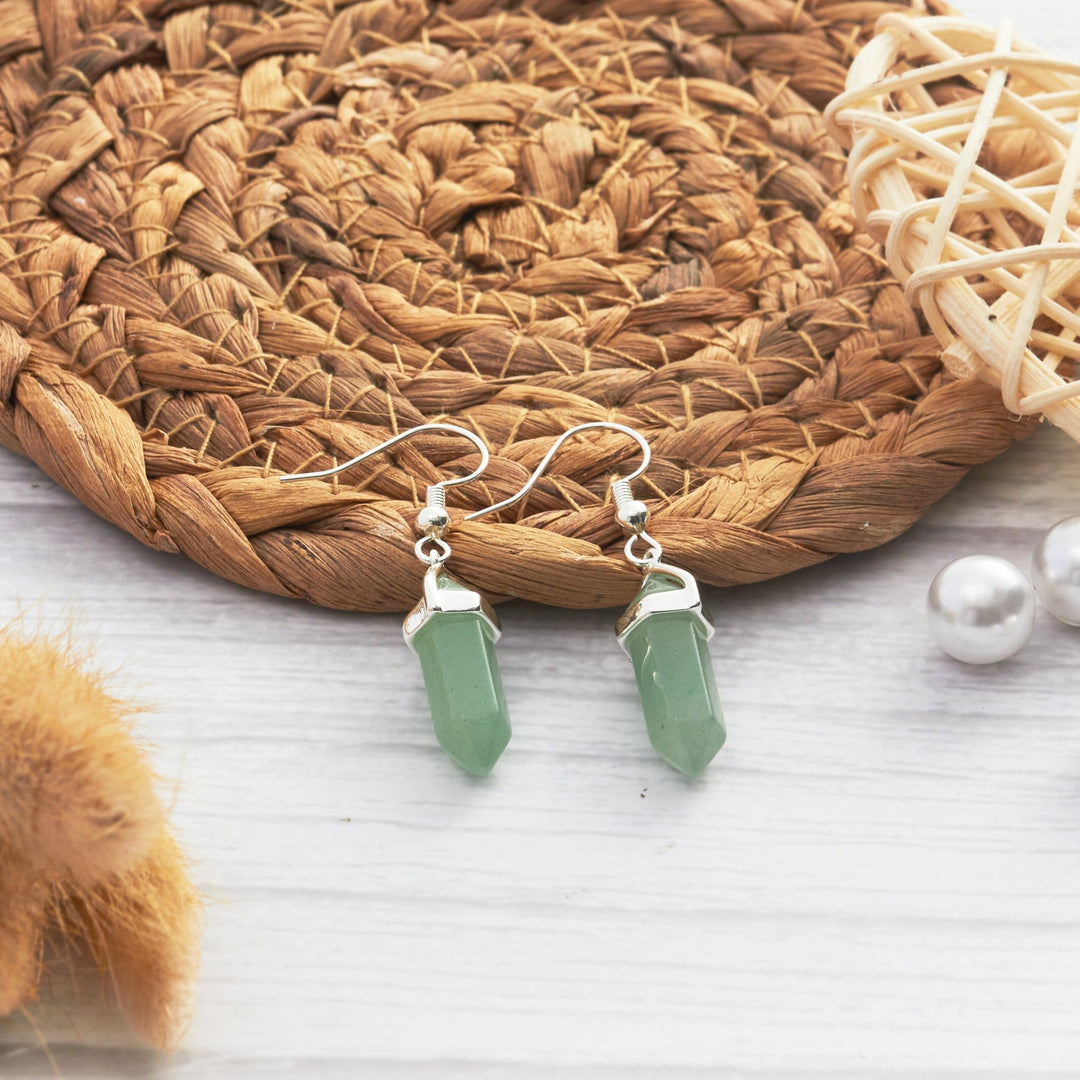 Green Aventurine Gemstone Drop Earrings with Quote Card - Philip Jones Jewellery