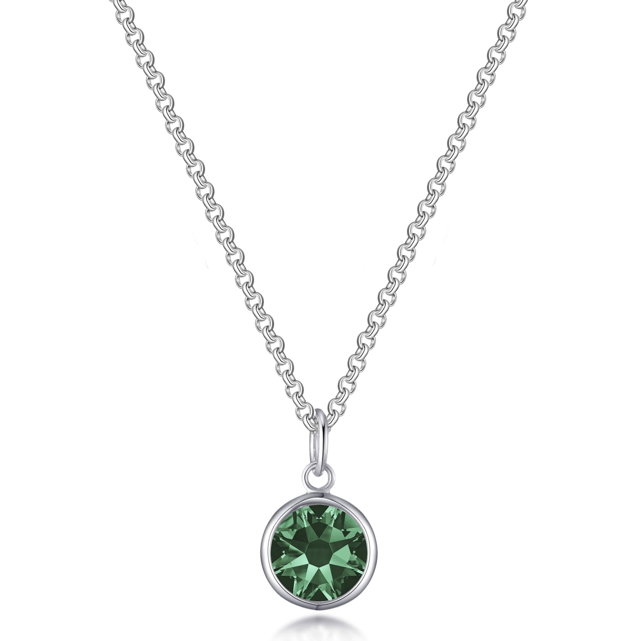 Green Crystal Necklace Created with Zircondia® Crystals - Philip Jones Jewellery