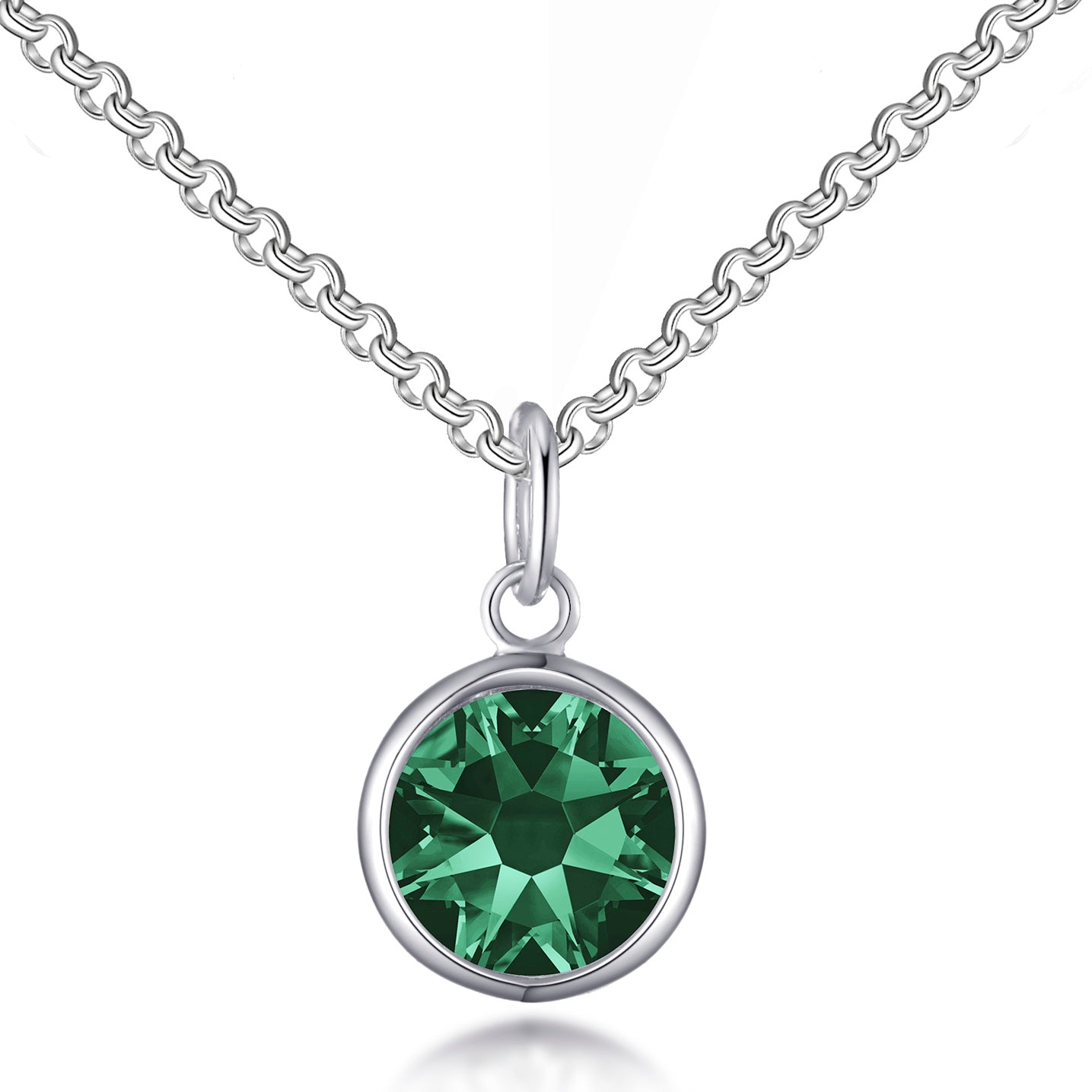 Green Crystal Necklace Created with Zircondia® Crystals - Philip Jones Jewellery