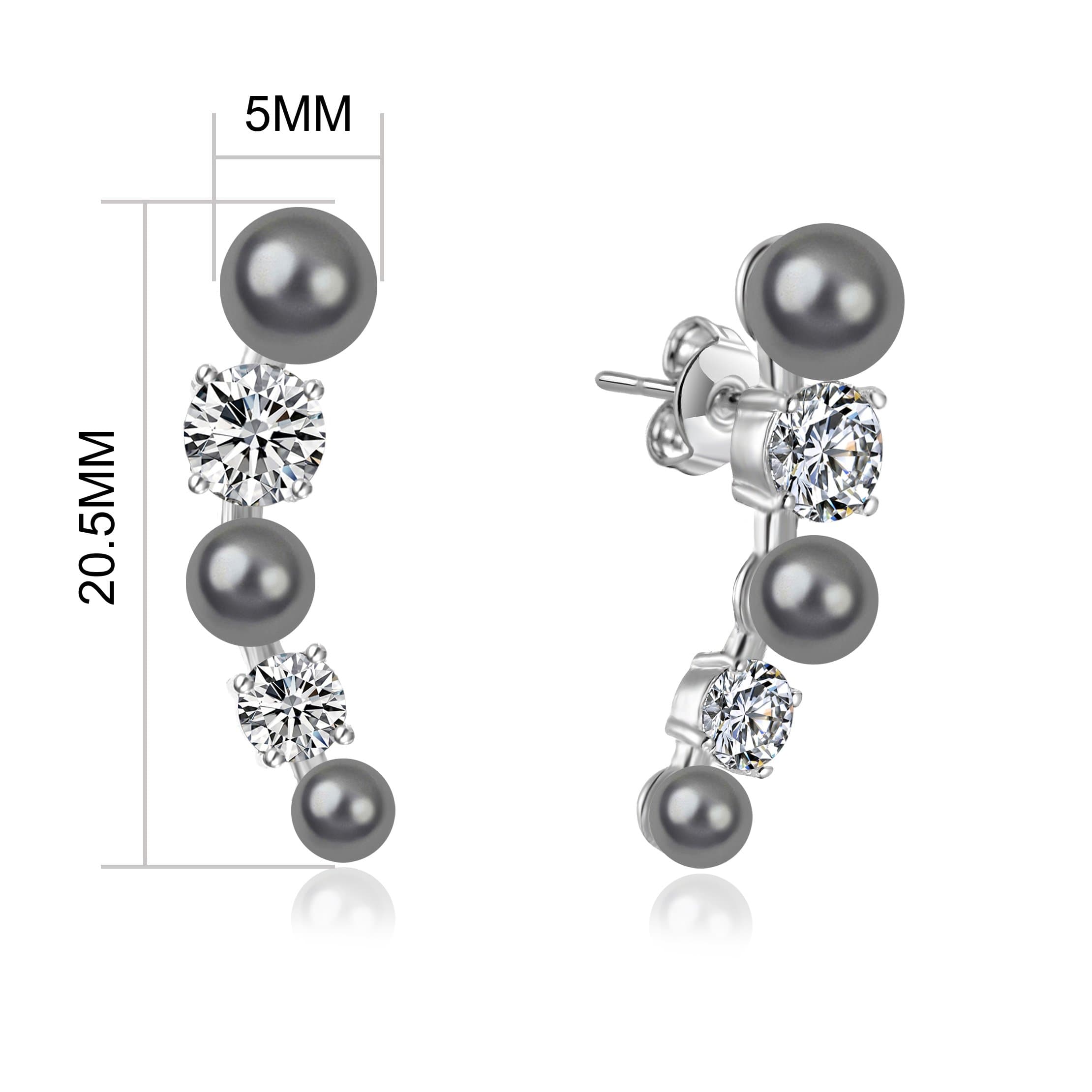 Grey Pearl Climber Earrings Created with Zircondia® Crystals