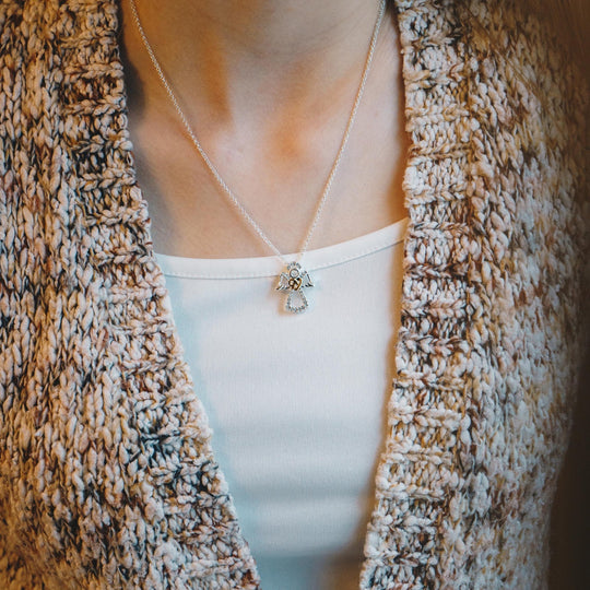 Guardian Angel Necklace Created with Zircondia® Crystals - Philip Jones Jewellery