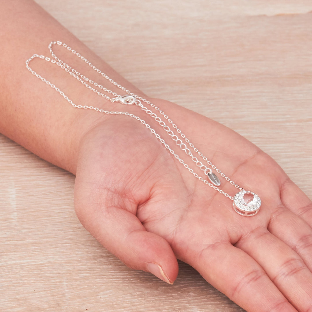 Halo Necklace Created with Zircondia® Crystals - Philip Jones Jewellery