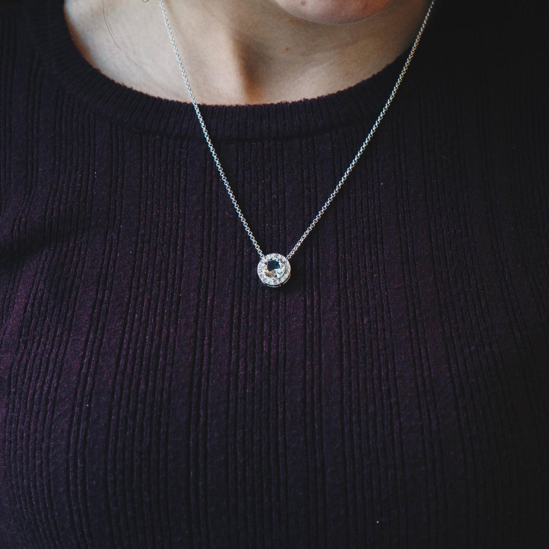Halo Necklace Created with Zircondia® Crystals - Philip Jones Jewellery