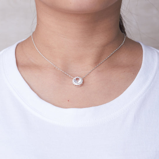 Halo Necklace Created with Zircondia® Crystals - Philip Jones Jewellery